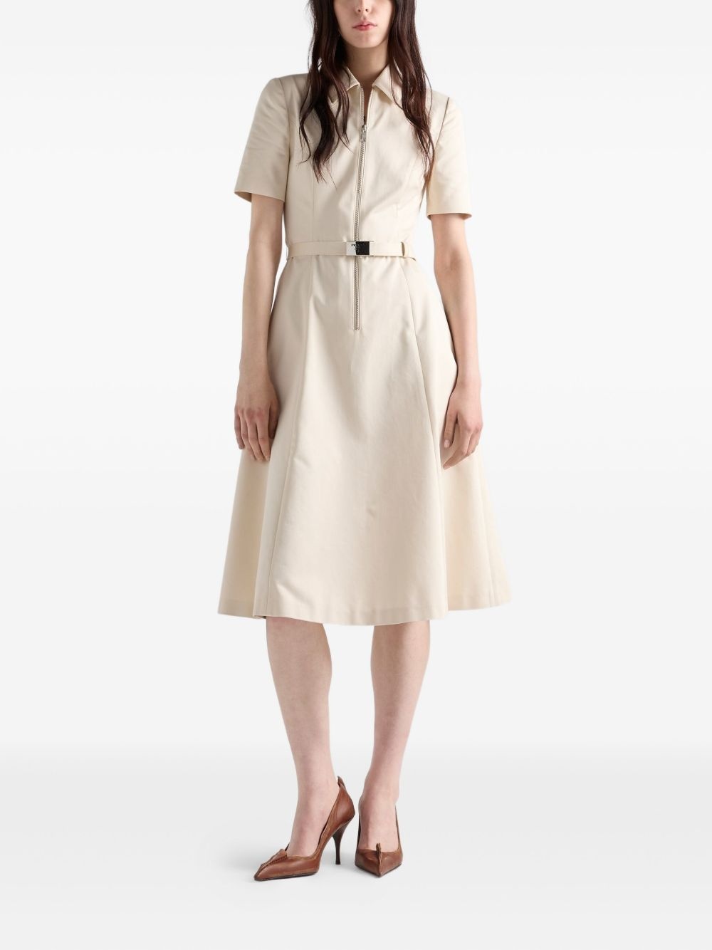 zip-front flared dress - 2