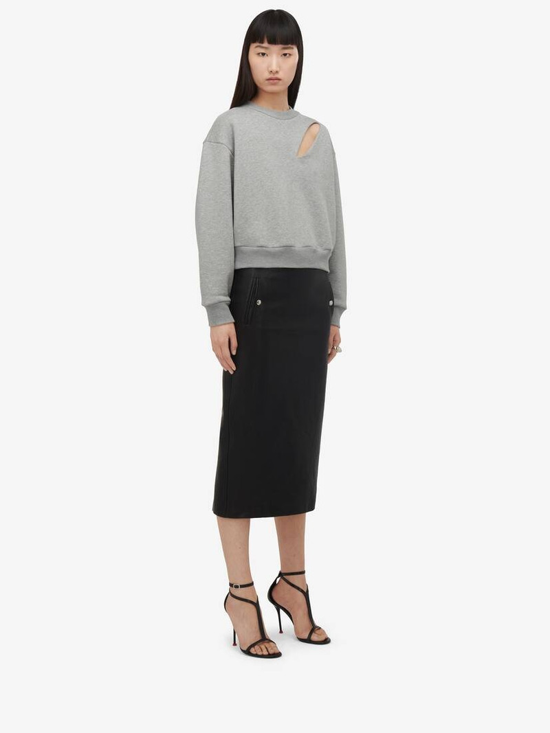 Women's Low-waisted Leather Skirt in Black 3