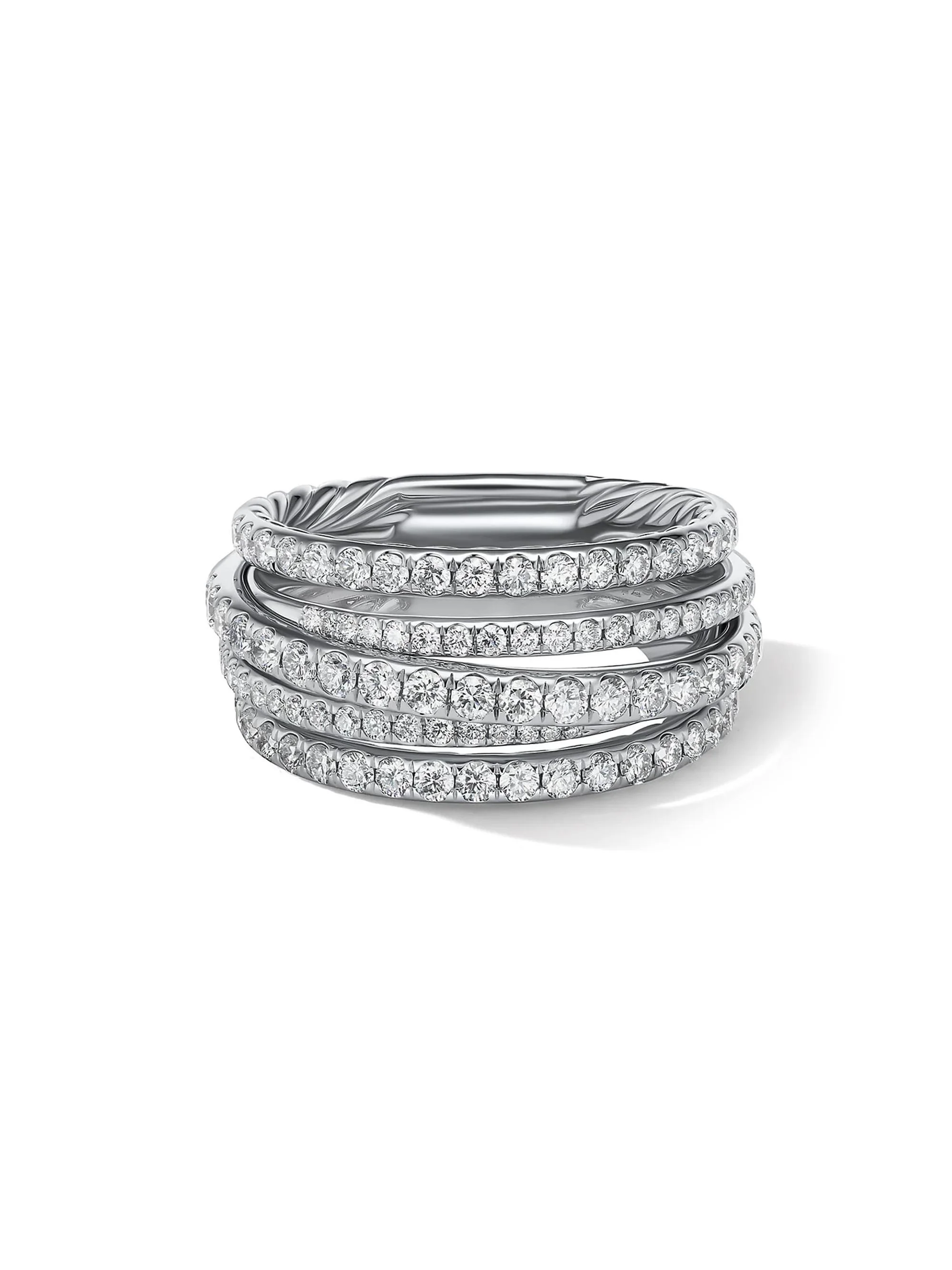 Women's Pavé Crossover Ring in 18K White Gold - Diamond - 1