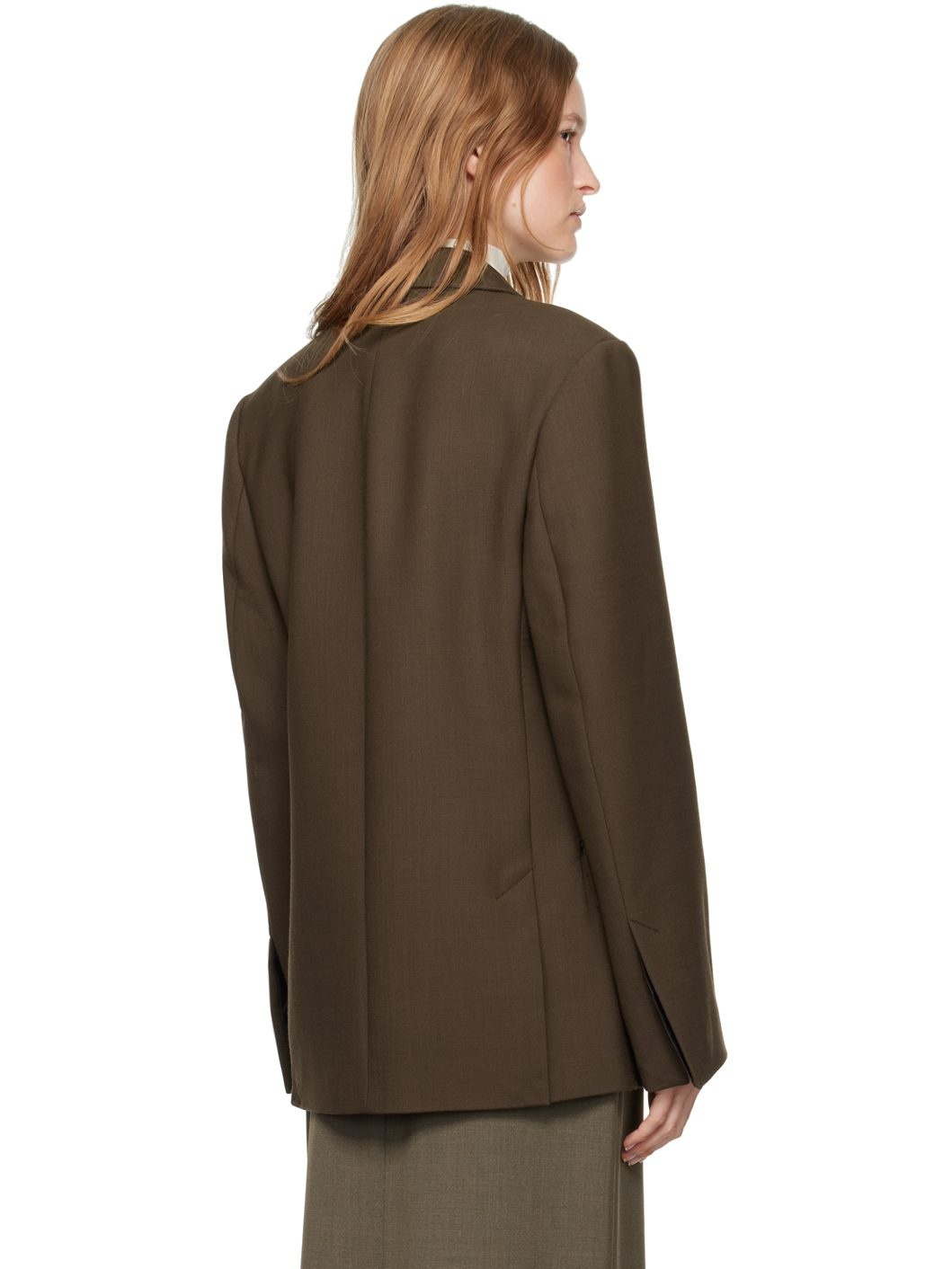 Brown Straight Blazer - 3