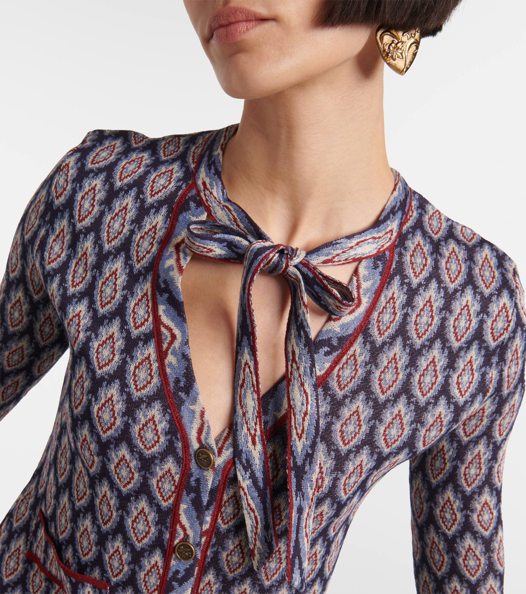 Scarf-detail cardigan - 4