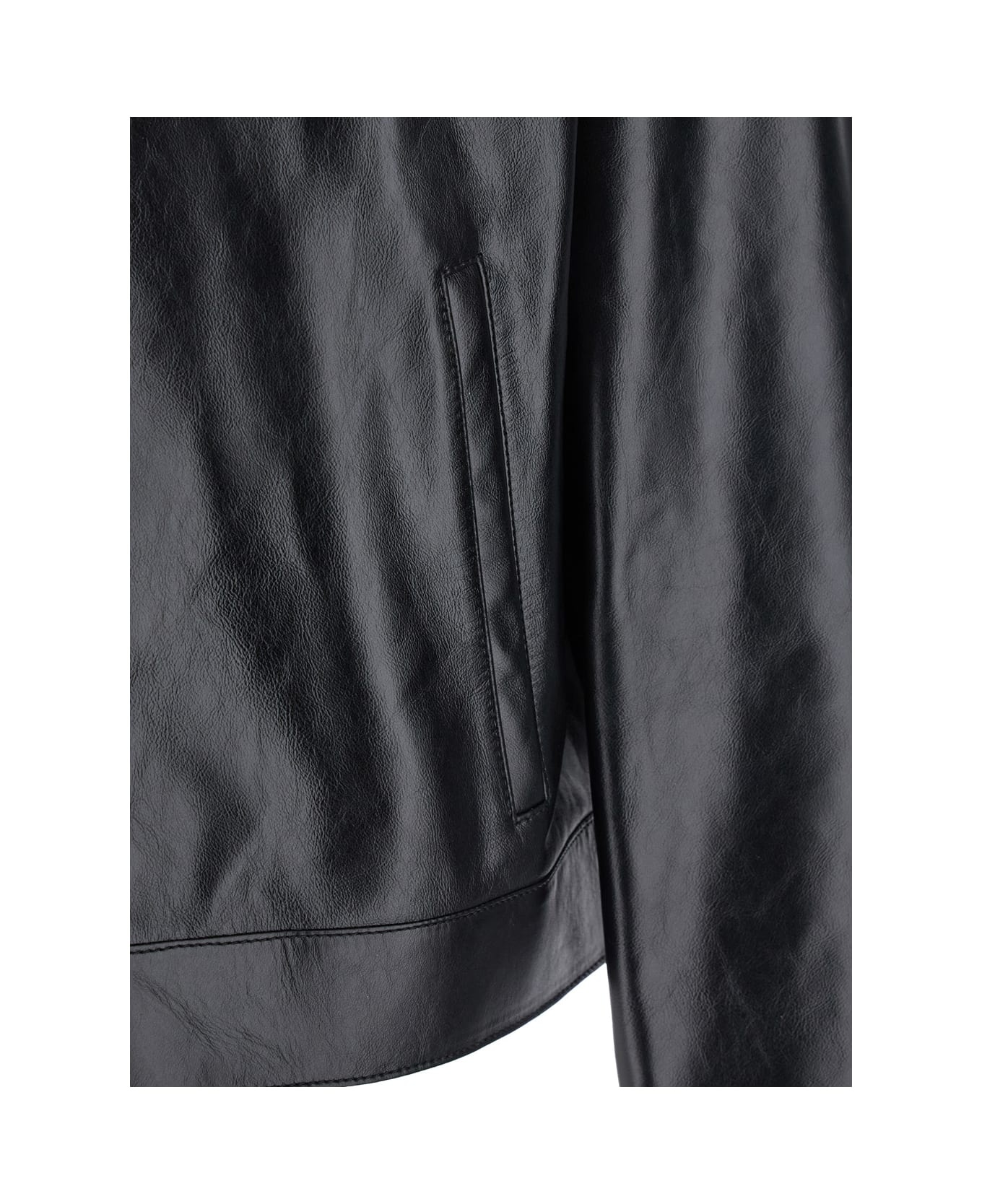 Black Jacket With Logo Patch On The Back In Leather Man - 3