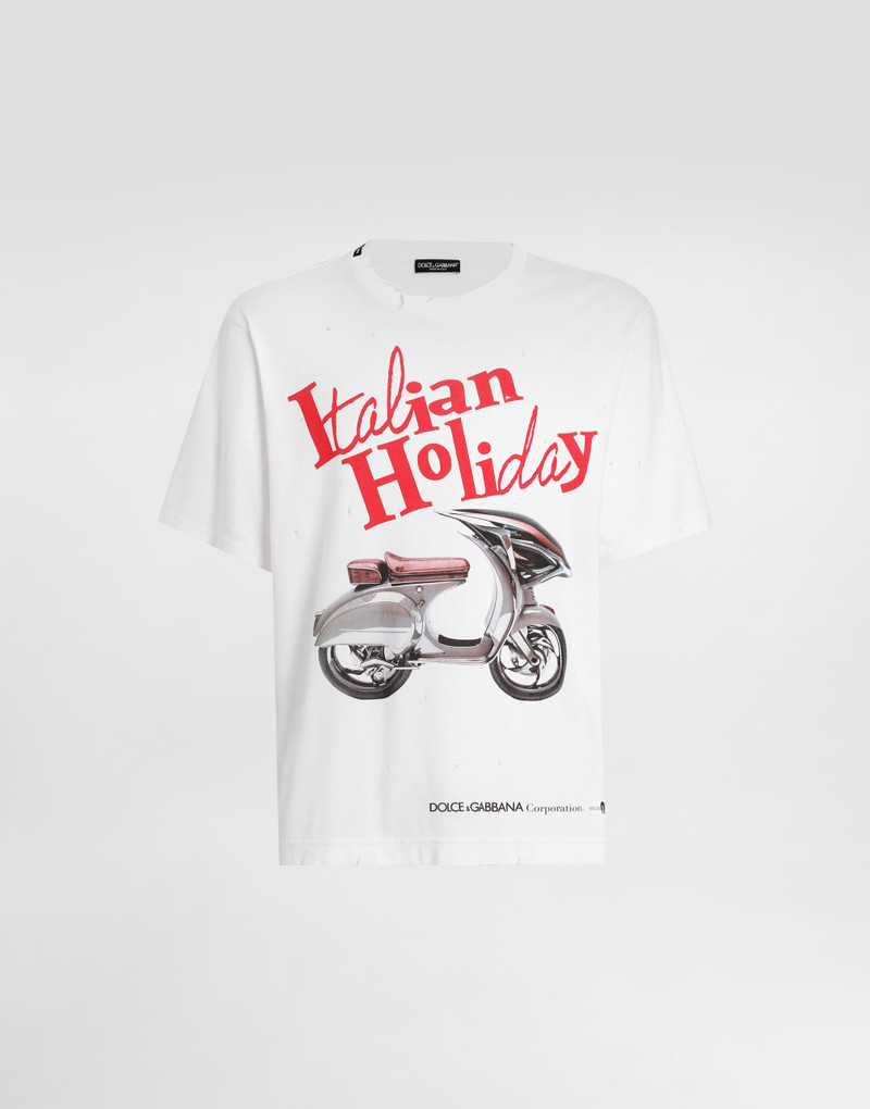 Cotton T-shirt with Vespa print 1
