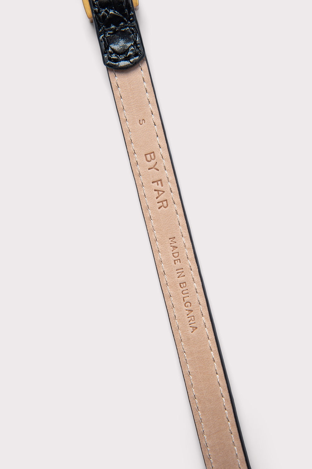 Vic Black Circular Croco Embossed Leather Belt - 4