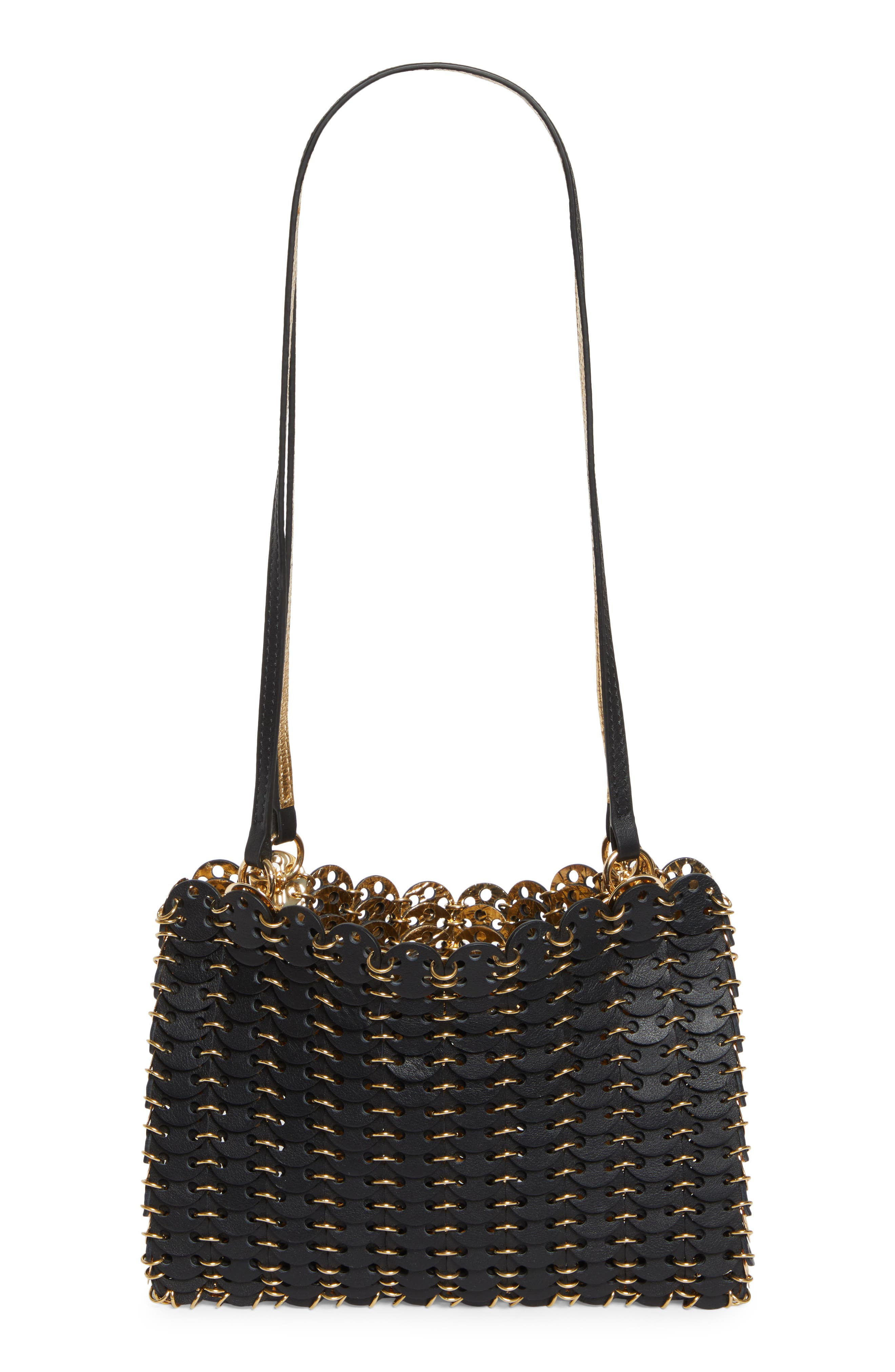 Rabanne Iconic 1969 Leather Shoulder Bag in Black /Gold at Nordstrom - 3