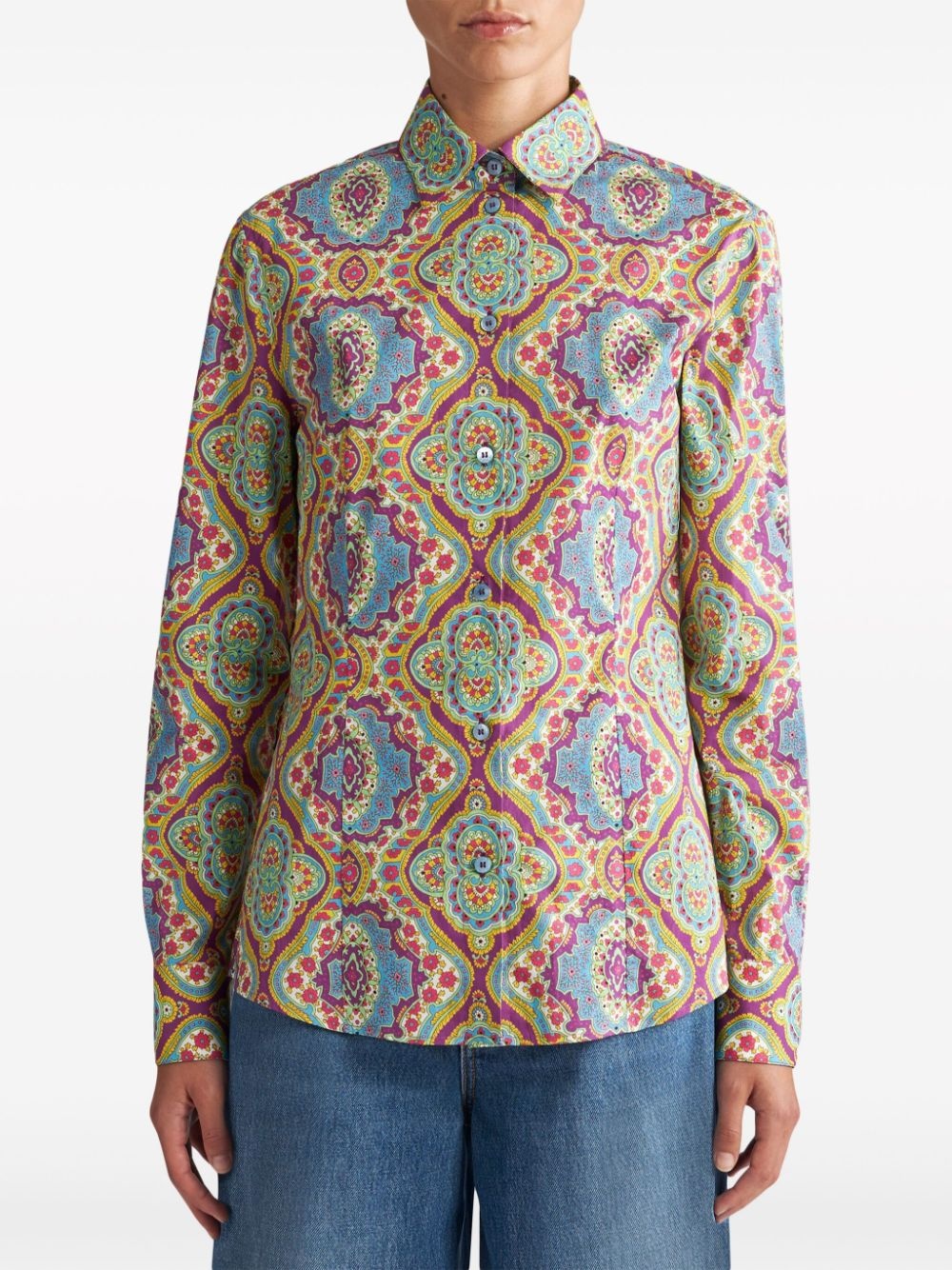 graphic-print cotton-blend shirt - 2