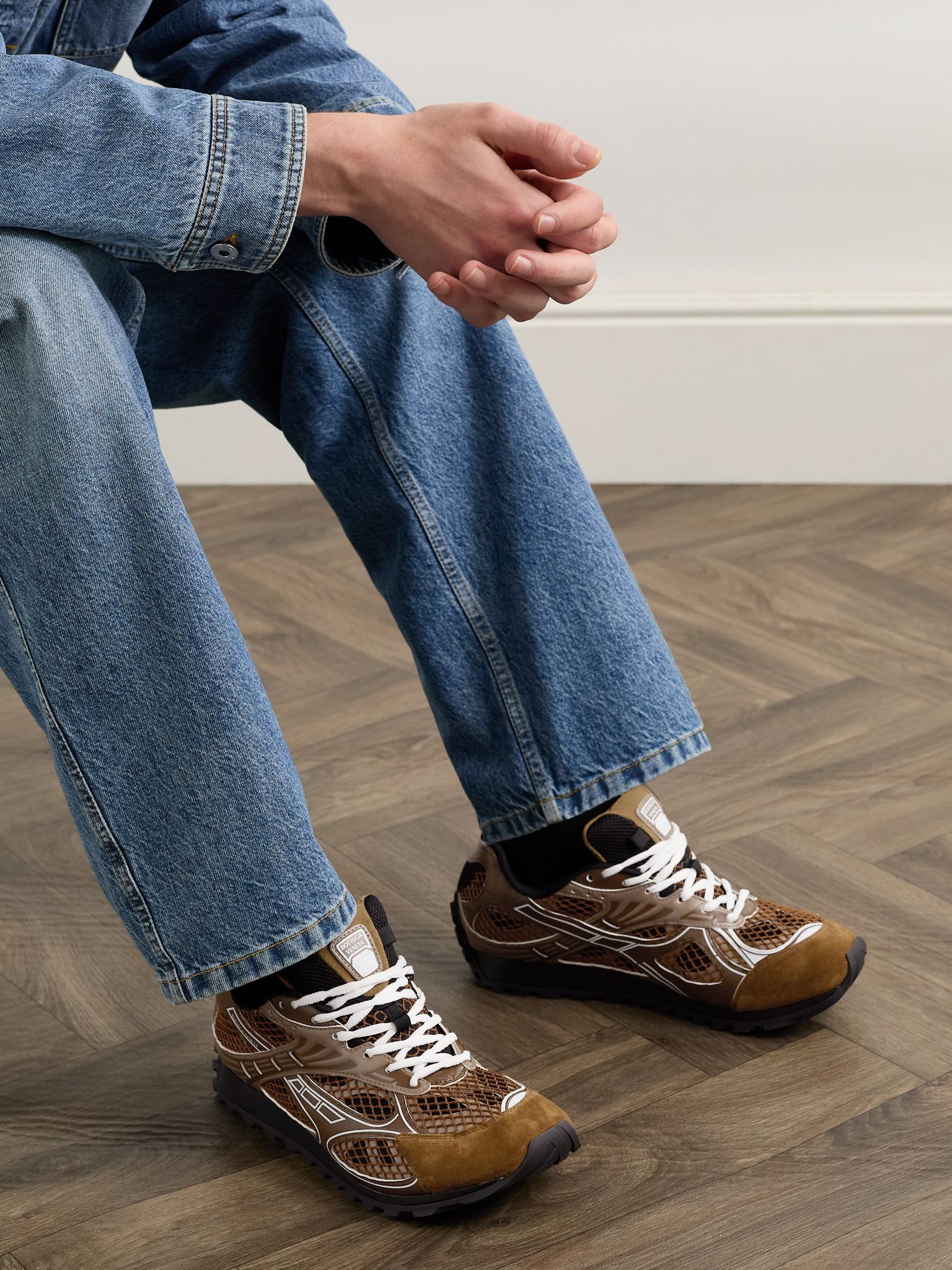 Orbit Suede-Trimmed Rubber and Mesh Sneakers Brown - 2