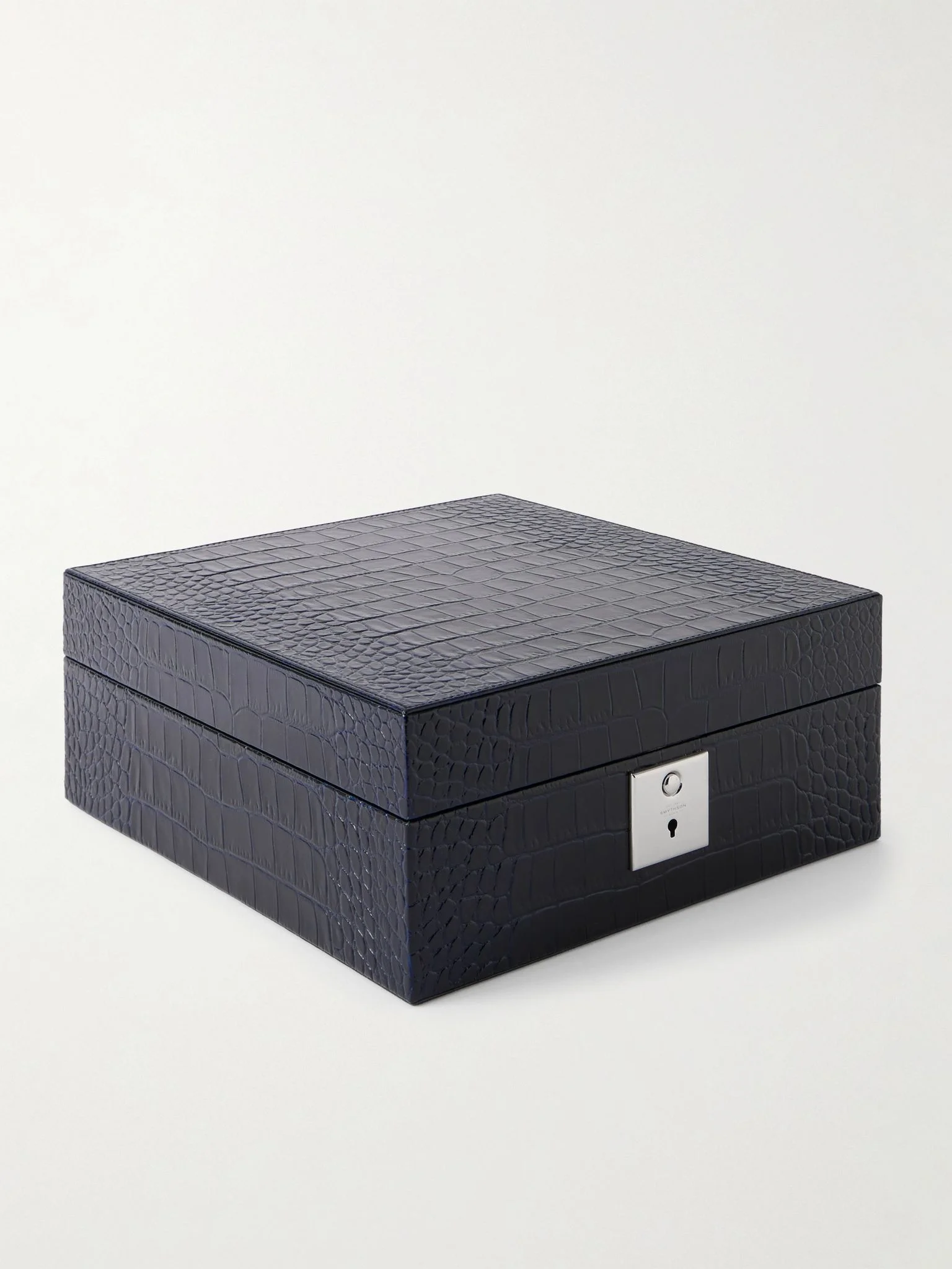 Mara Croc-Effect Leather Six-Piece Watch Box Blue - 1