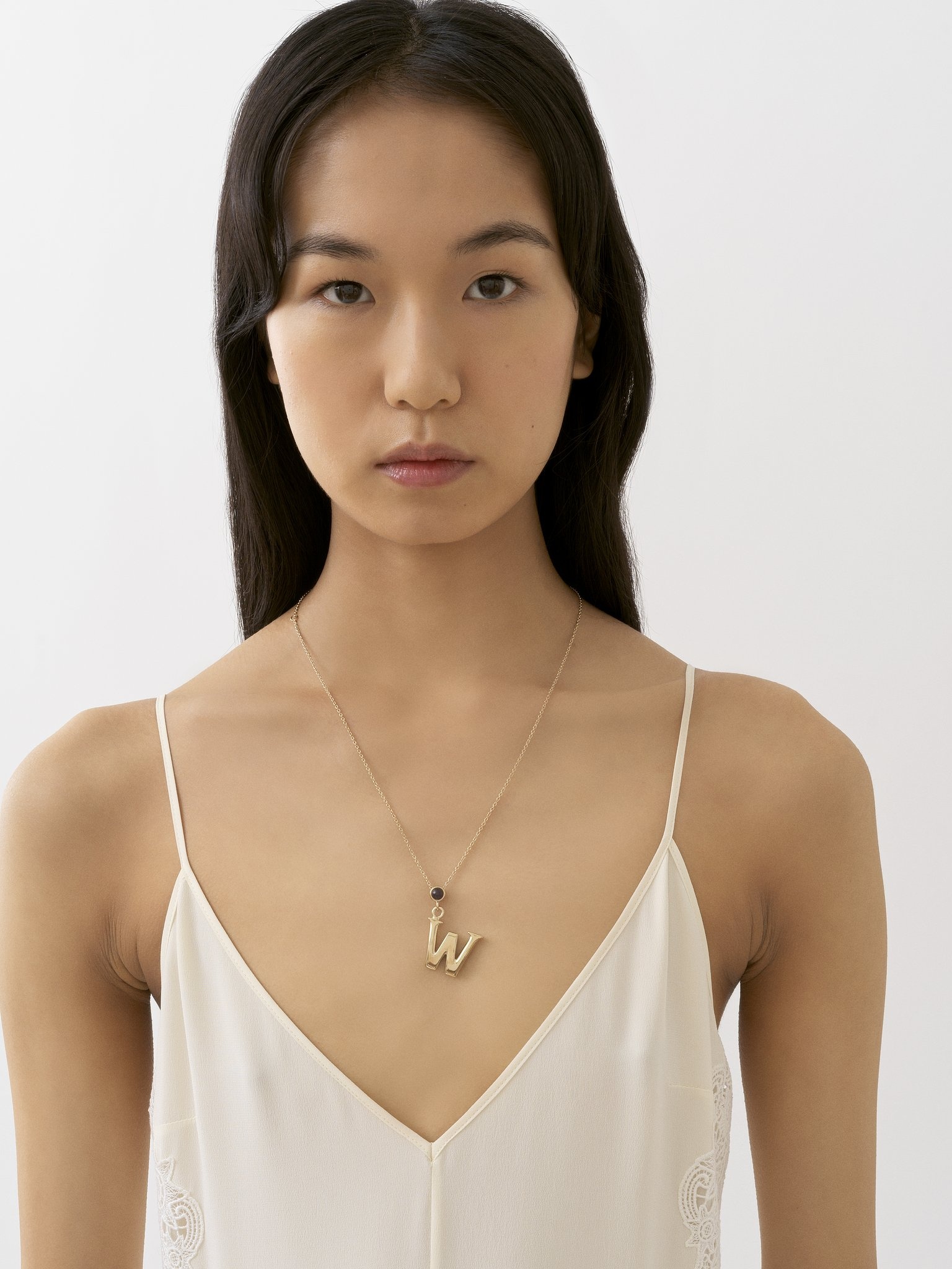ALPHABET NECKLACE WITH PENDANT W - 3