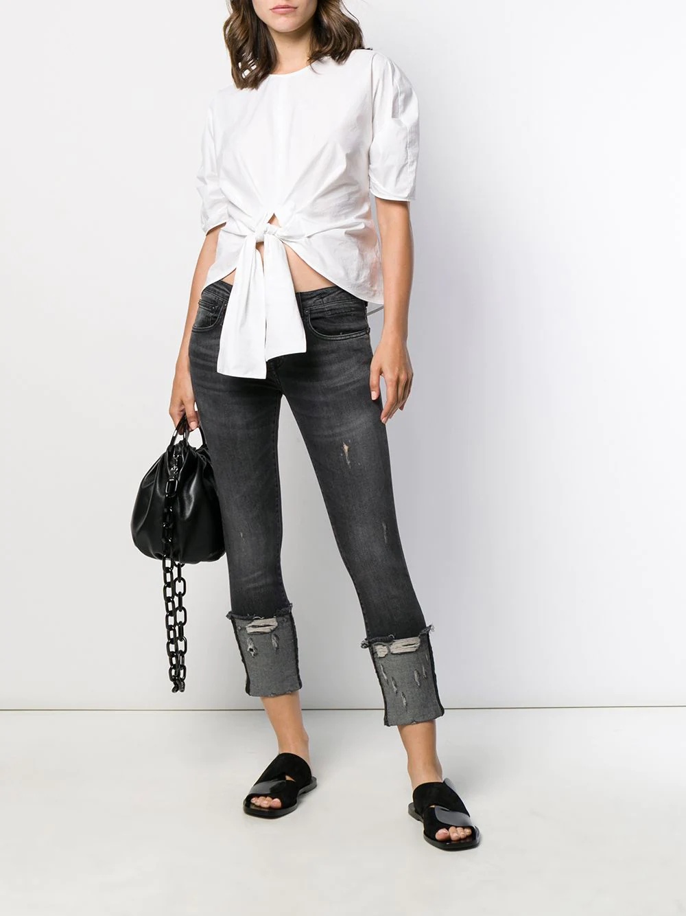 cropped and distressed skinny fit jeans - 2