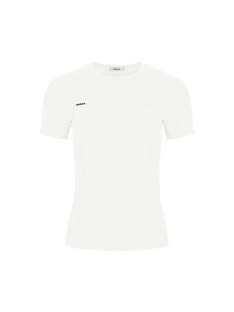 PANGAIA Womens 365 Cotton-Stretch T-shirt - Off-White outlook