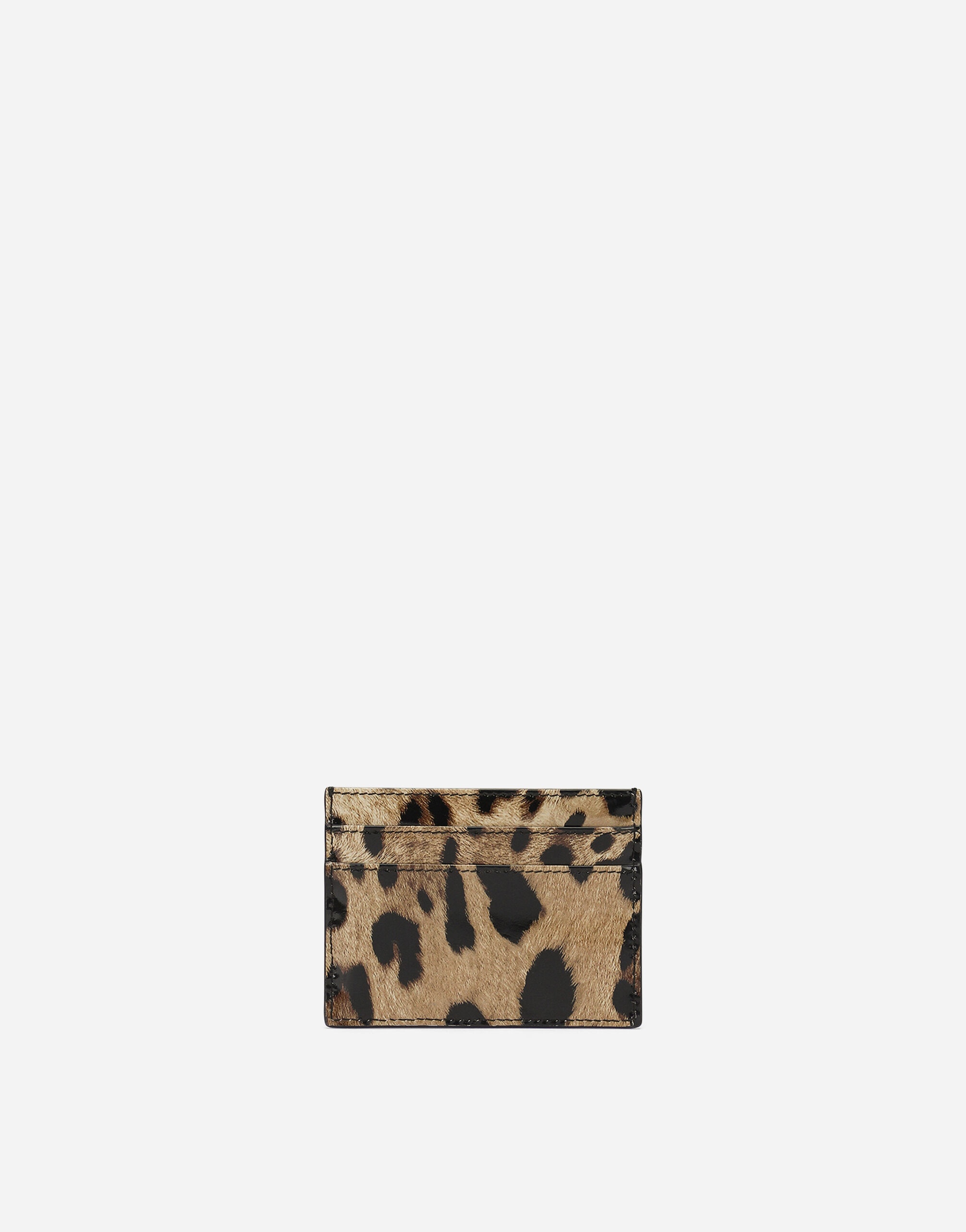 Polished calfskin card holder with leopard print - 4