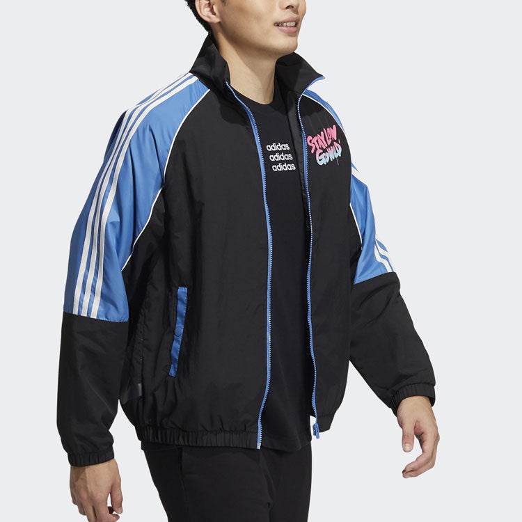 adidas neo M radio w wb Casual Sports Stand Collar Jacket Black HG9040 - 3