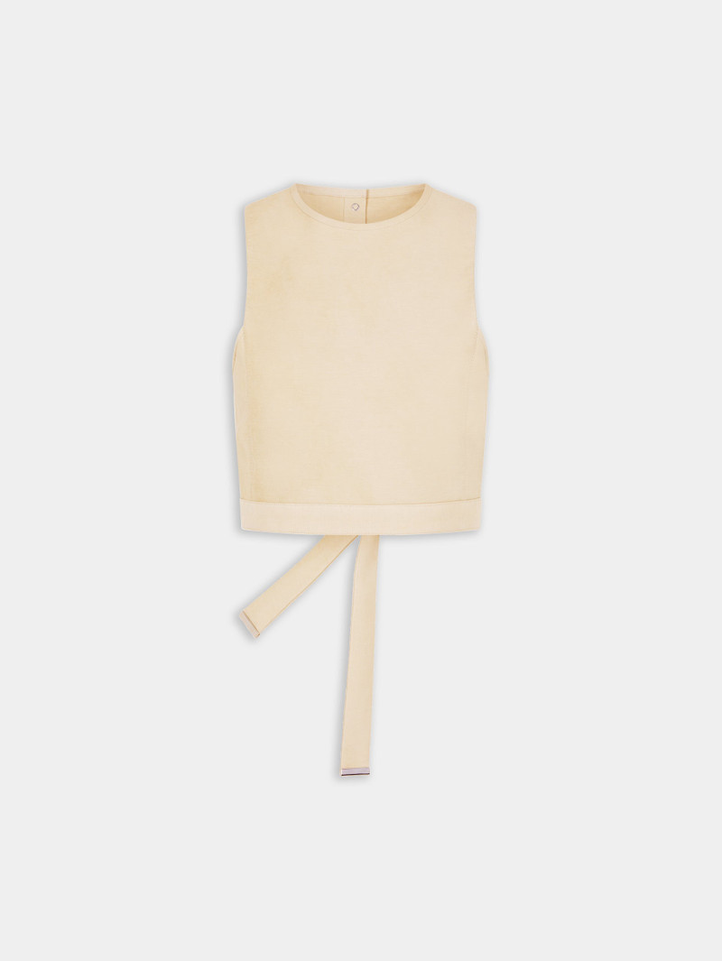 OCHRE CROP TOP IN VISCOSE TWILL 1