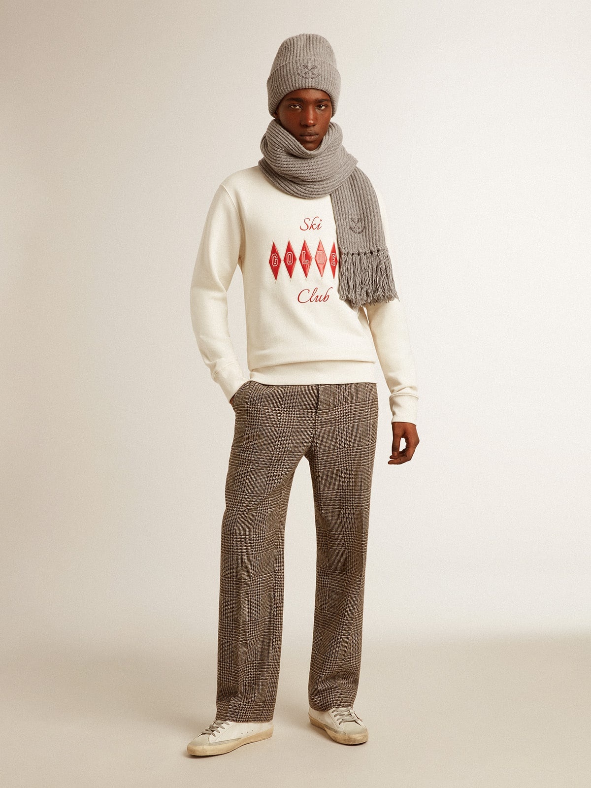 Men's cotton crew-neck sweatshirt with embroidered lettering - 4