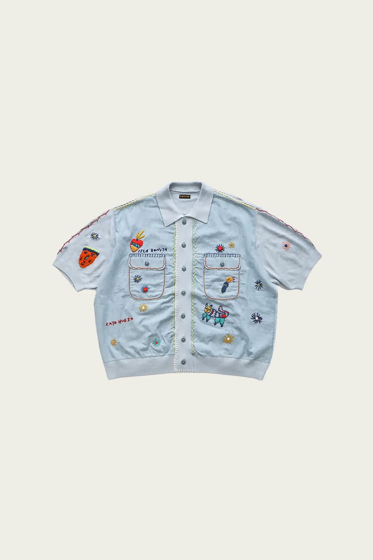 KnitxChambray Polo Shirt (ISLA BONITA) - Sax - 1