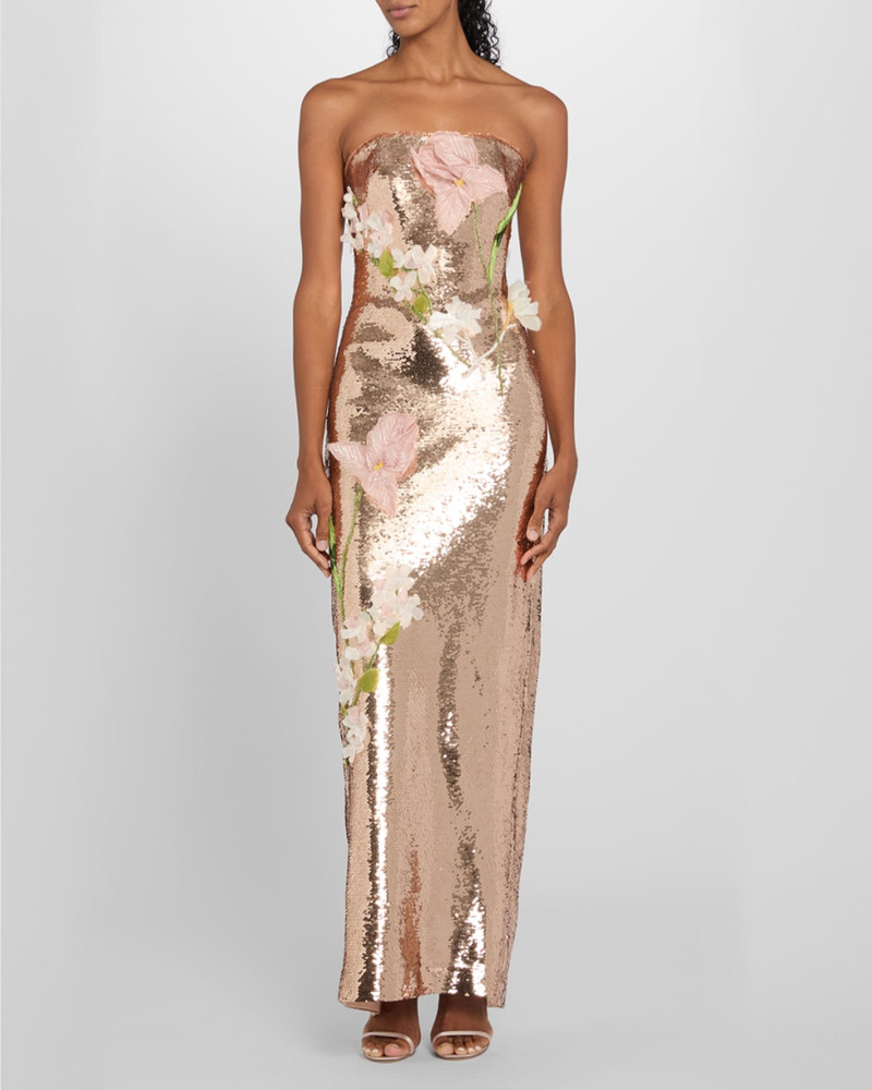Monique Lhuillier Iris Strapless Sequined Column Gown outlook
