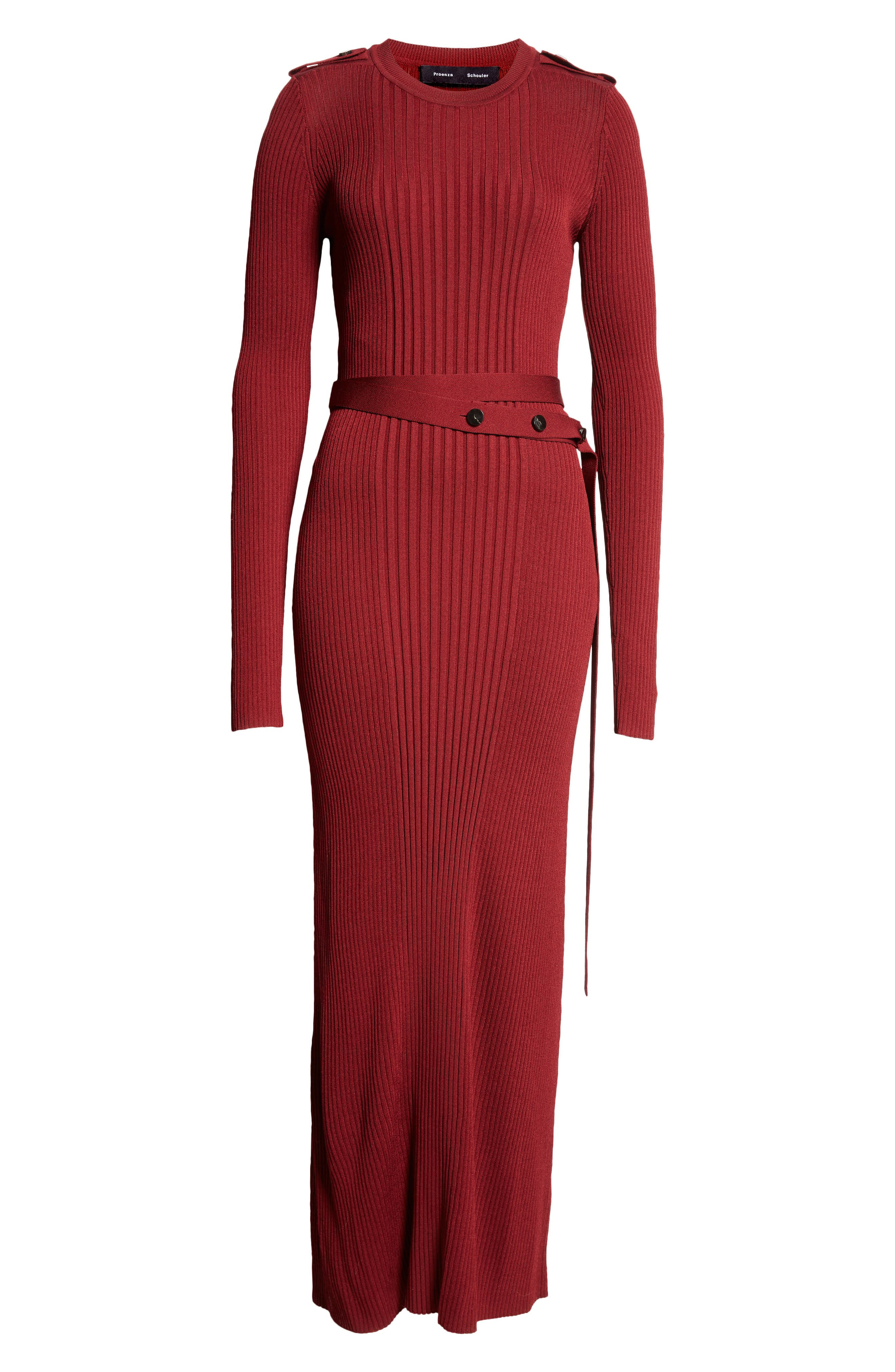 Proenza Schouler Lauryn Long Sleeve Rib Sweater Dress in Dark Red at Nordstrom - 5