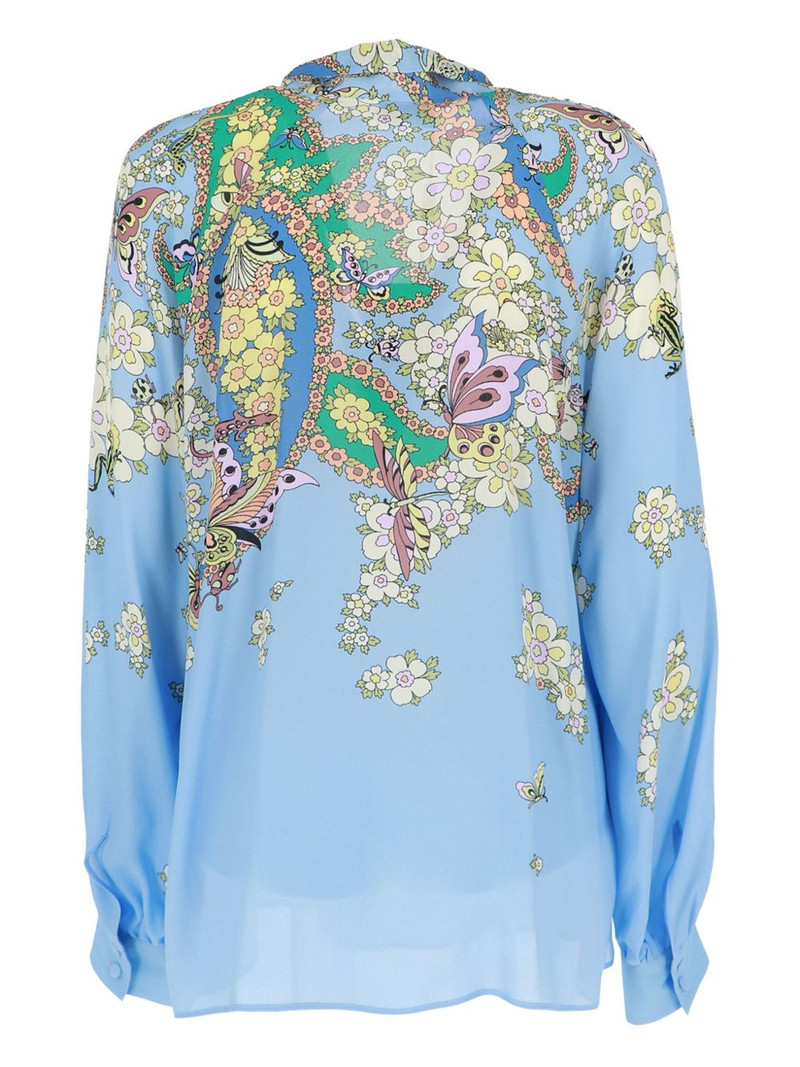 Etro floral-paisley-pattern tie-neck top outlook