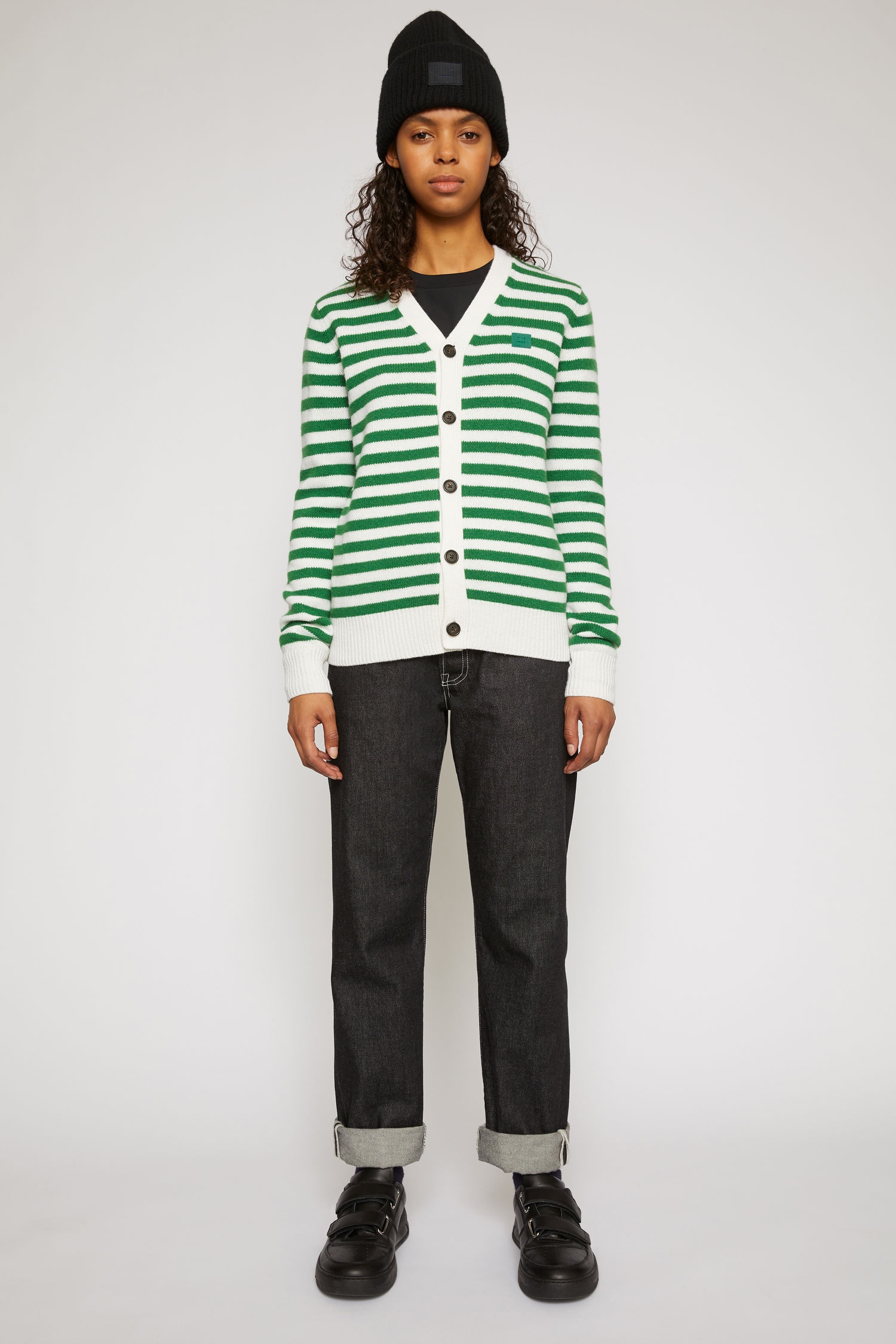 Breton stripe cardigan green/white - 2