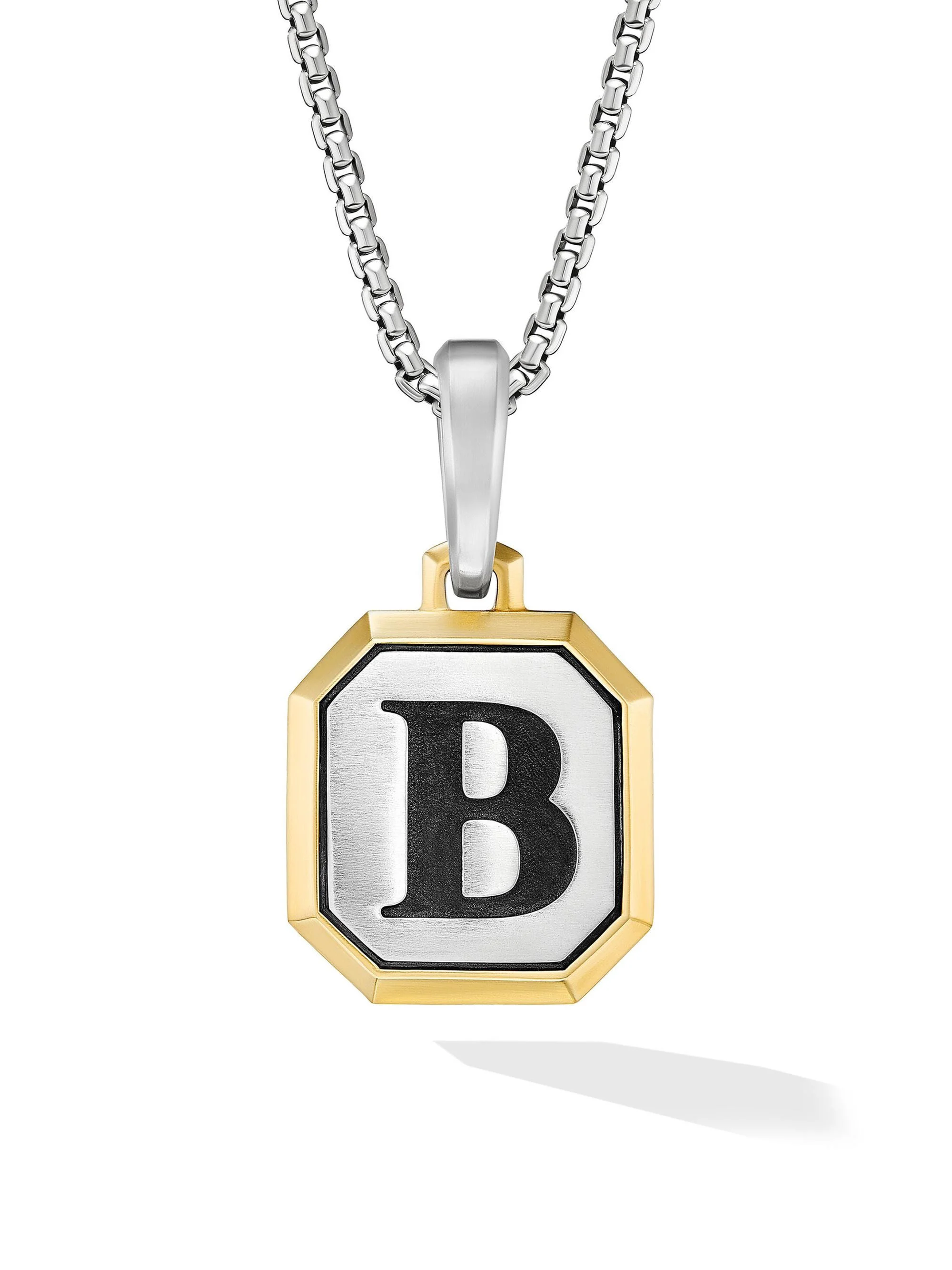 Men's Initial Amulet in Sterling Silver - B Silver - 1