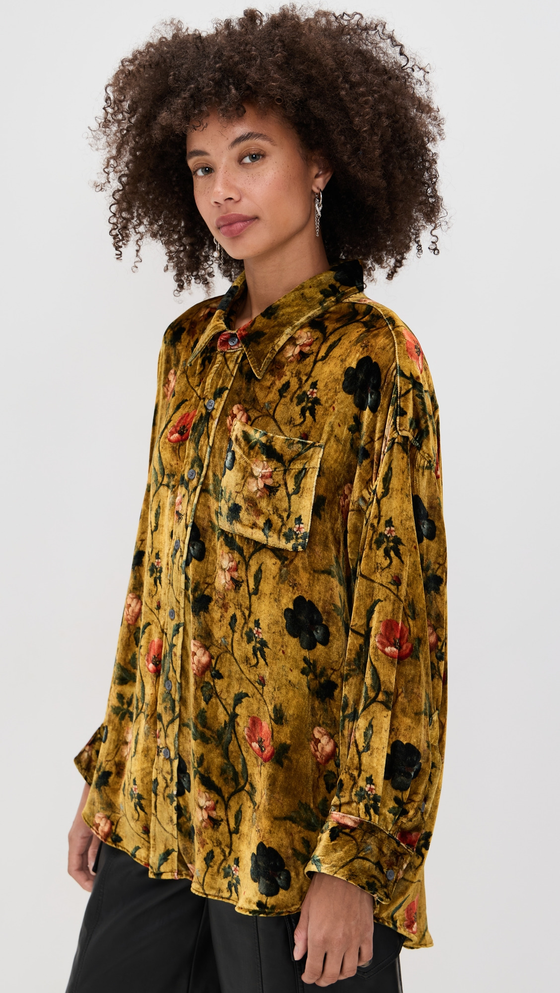 Drop Neck Velvet Shirt - 4
