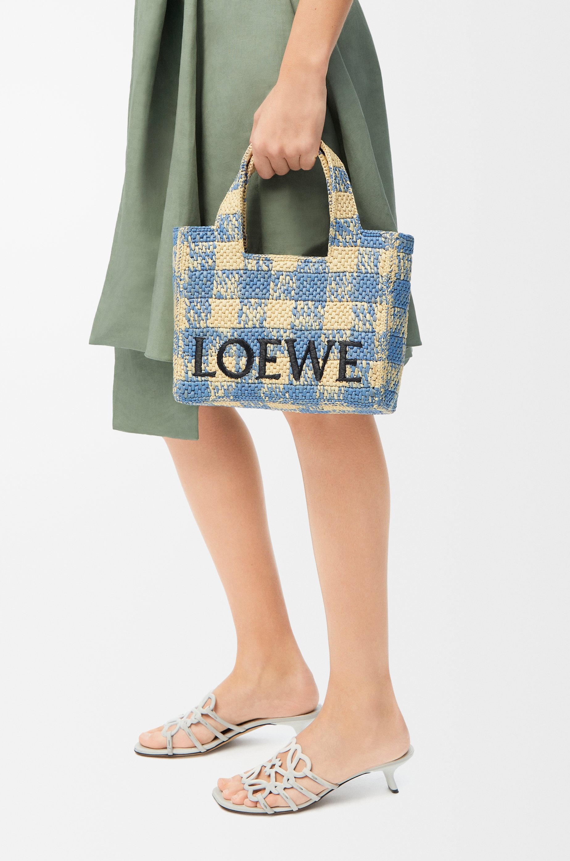 Small LOEWE Font tote in raffia - 2