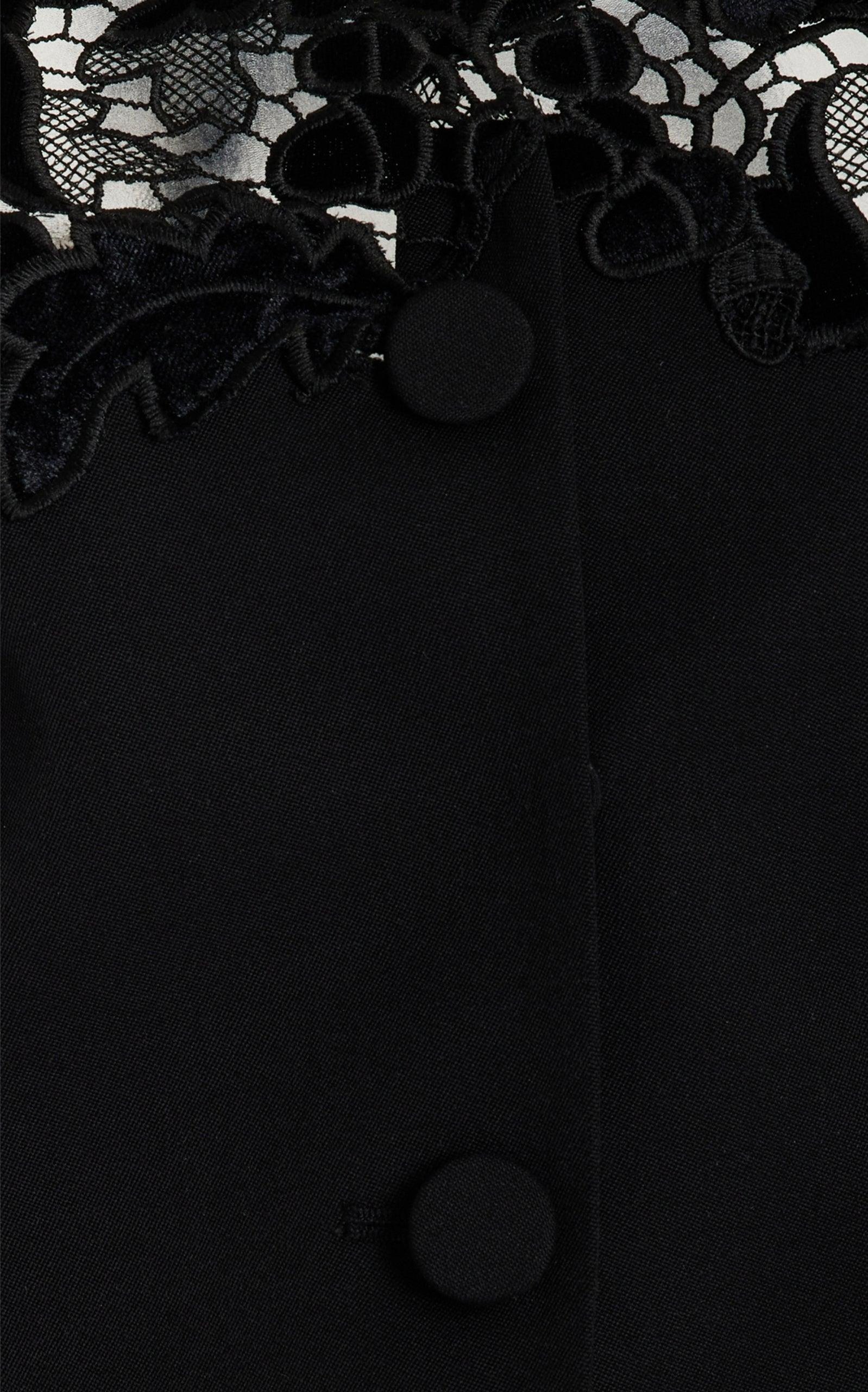 Off-Shoulder Velvet Guipure Lace Blazer - 6