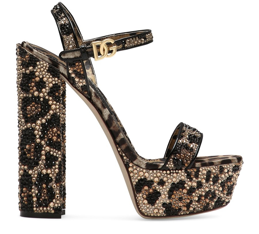 Platform sandals with rhinestones - 1