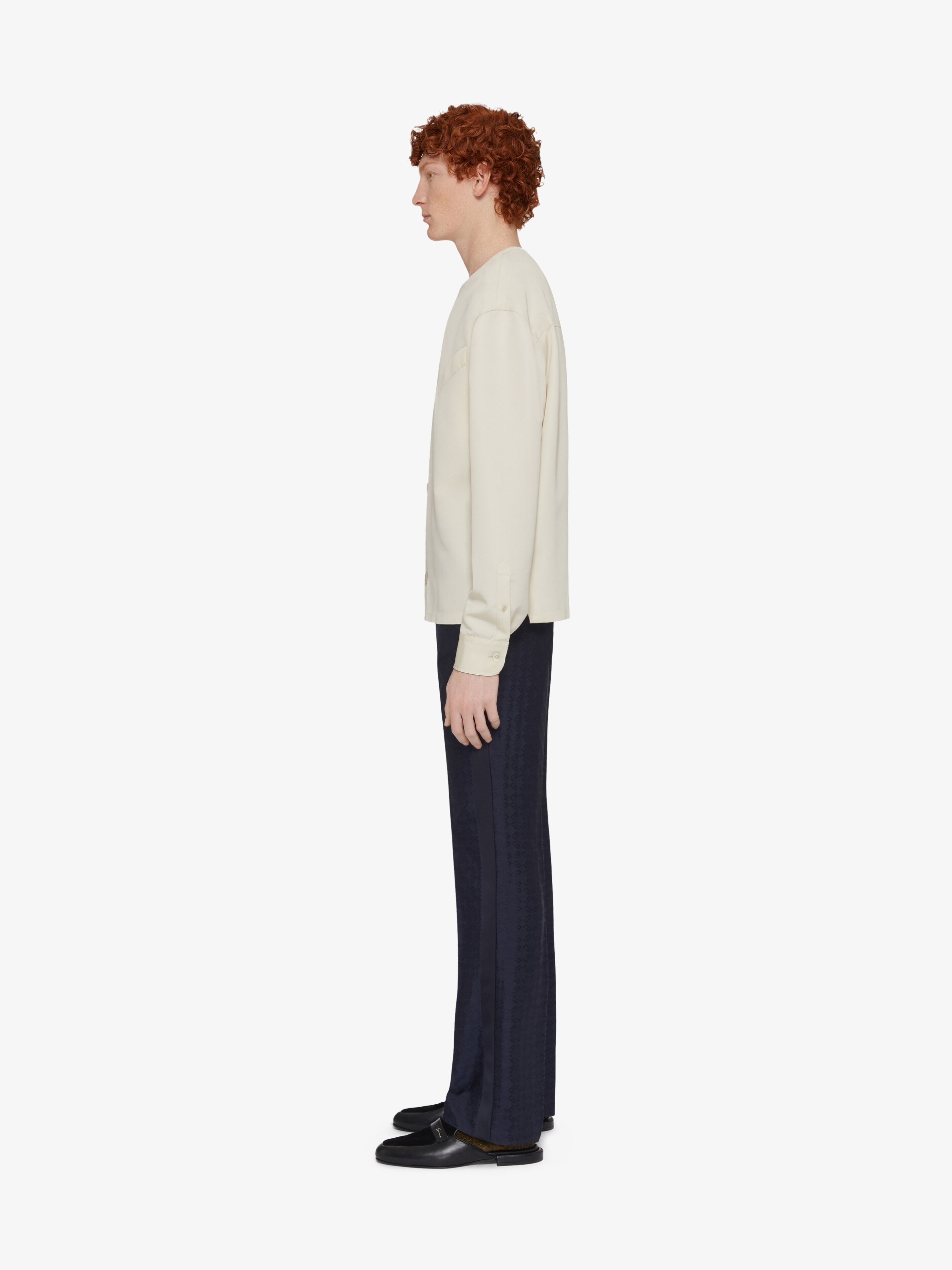 SLIM FIT PANTS IN MONOGRAM 72 WOOL AND SILK - 3