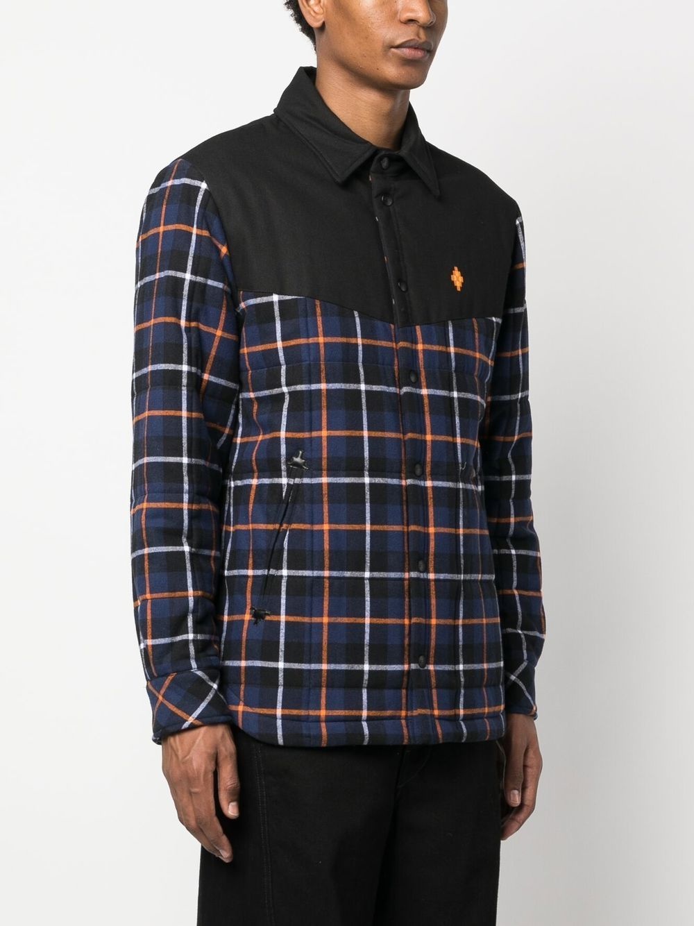 check-print padded shirt jacket - 5