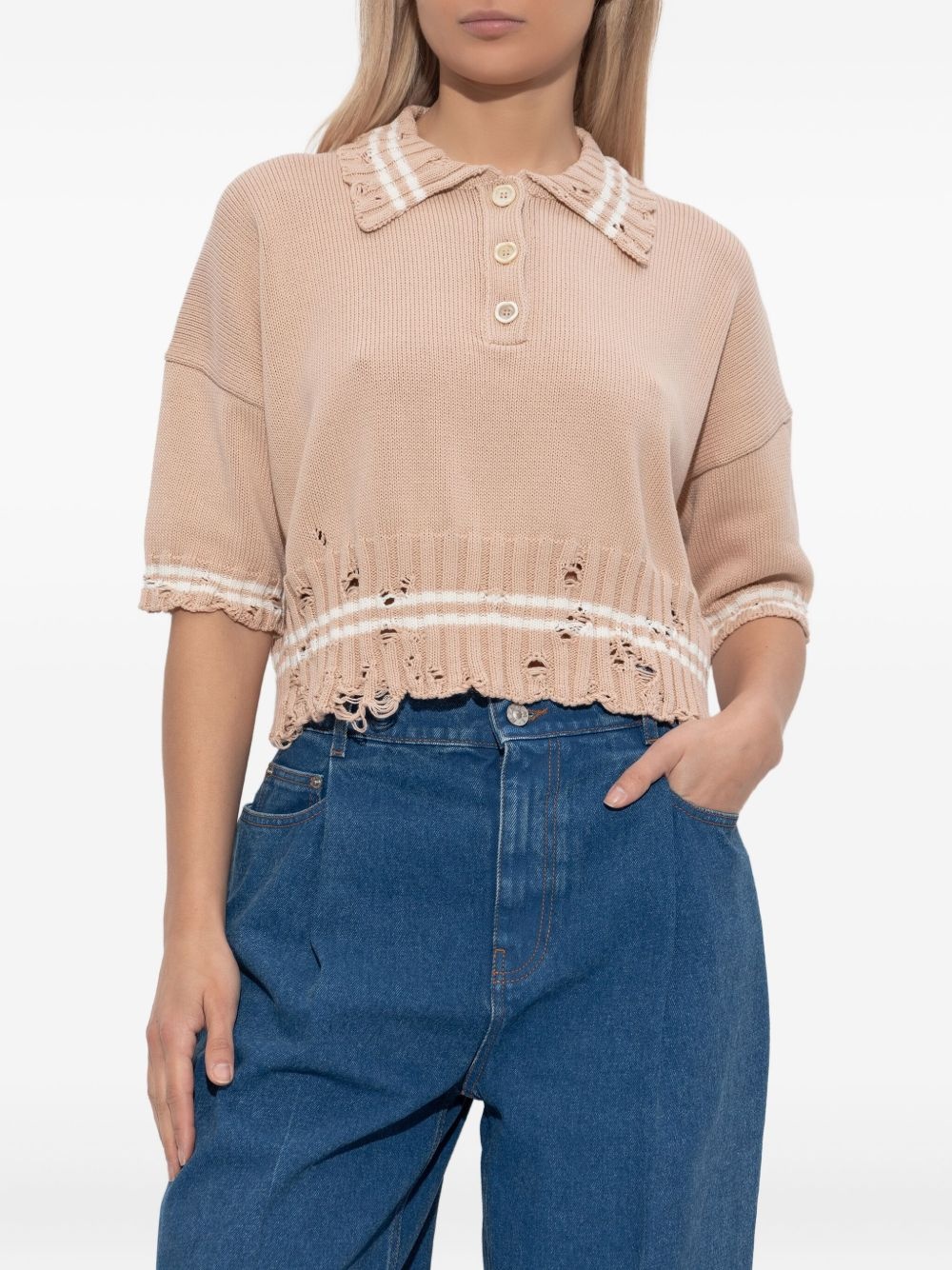knitted polo top - 3