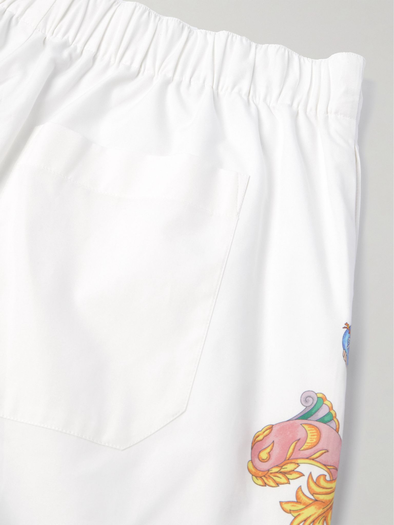 Wide-Leg Printed Cotton-Poplin Shorts White - 5