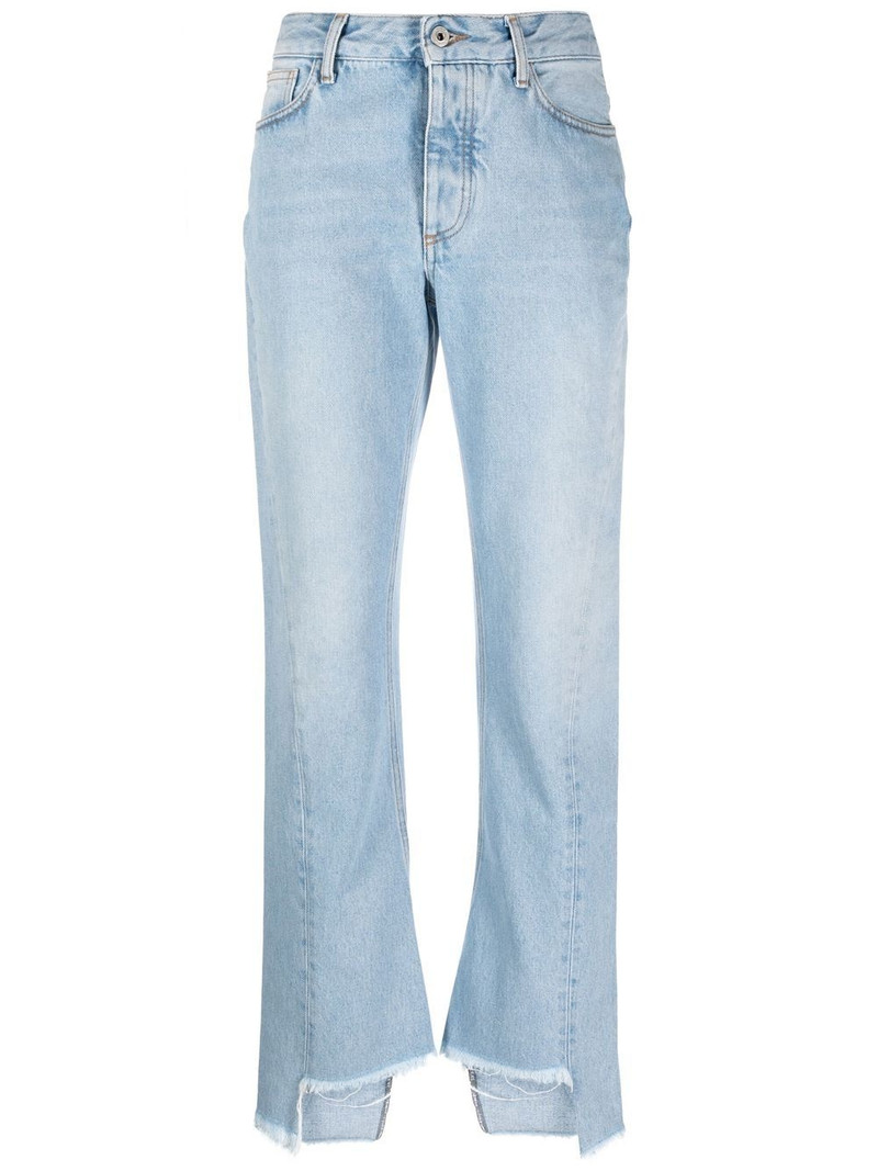 frayed-edge straight-leg jeans 1