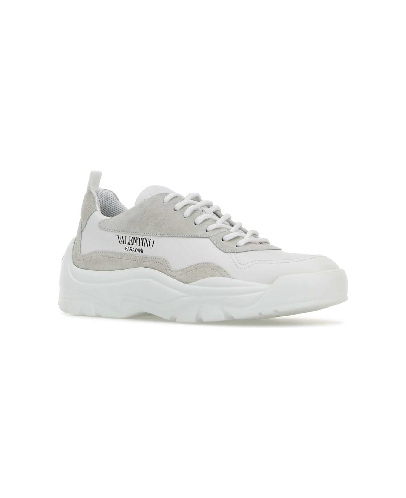 White Leather And Suede Gumboy Sneakers - 2