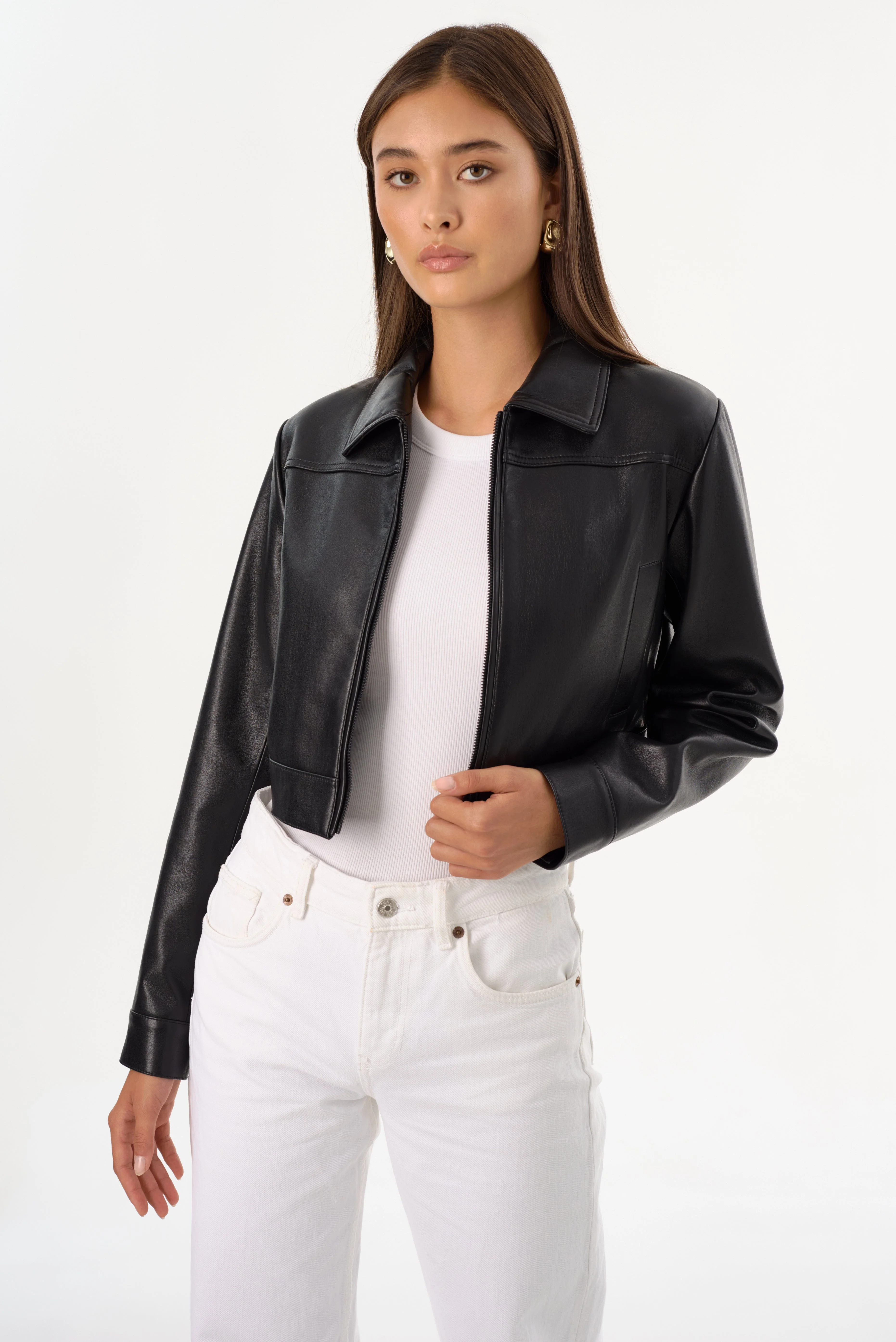 DAMIANA | Cropped Recycled Leather Jacket - 1