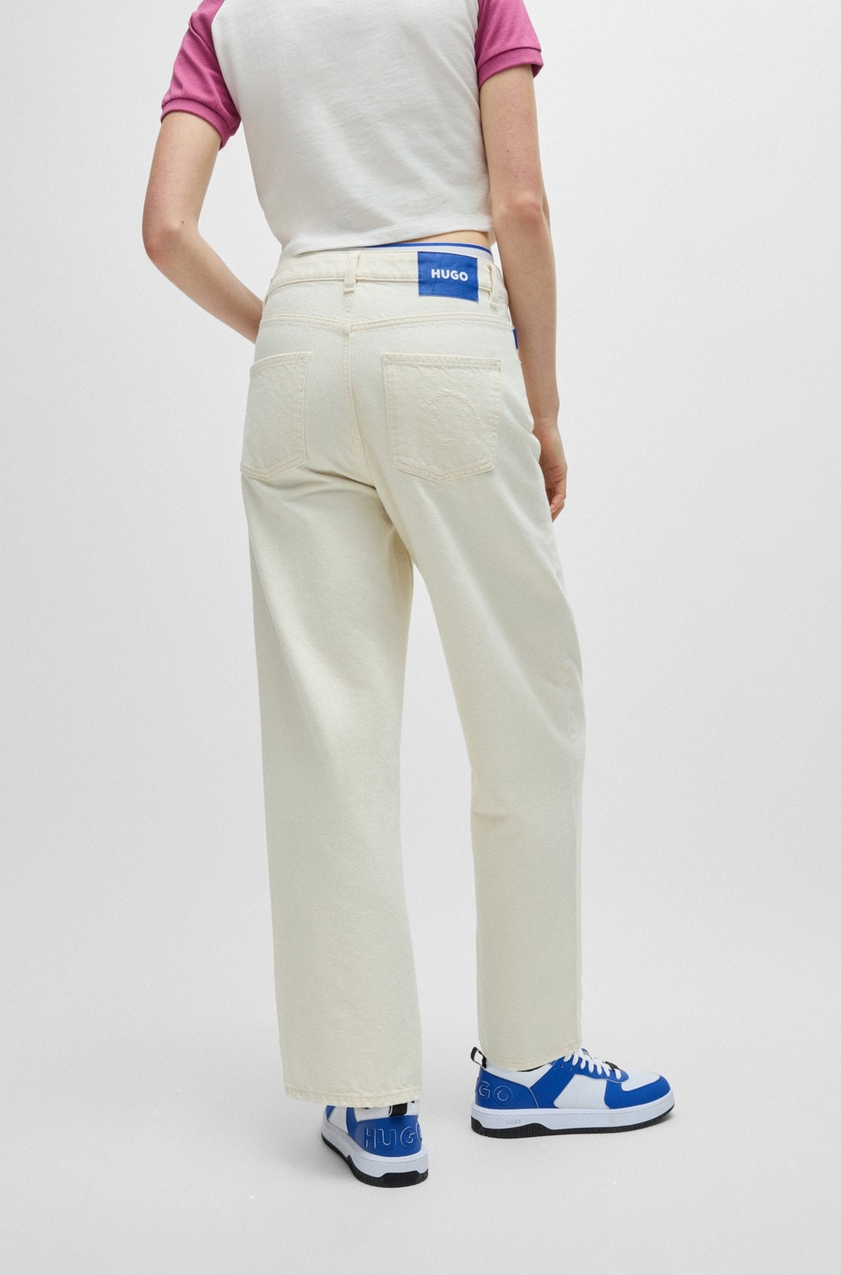 WIDE-LEG RELAXED-FIT JEANS IN DISTRESSED DENIM - 4