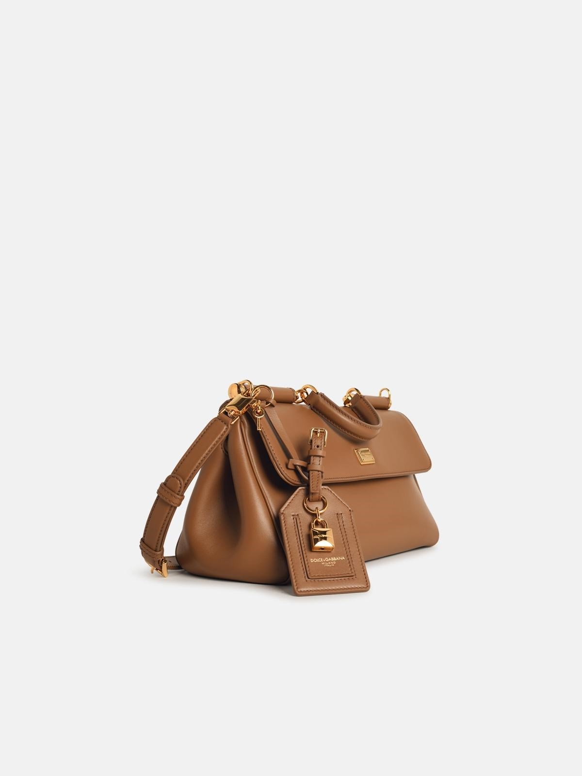 'MY SICILY' CALF LEATHER 'PLONGÉ' CARAMEL HANDBAG - 2