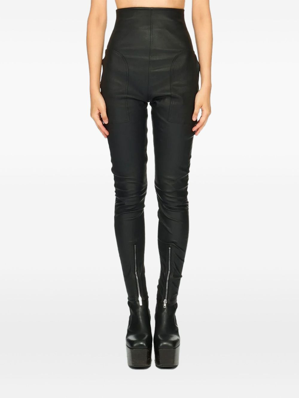 high-waisted zip-detail trousers - 2