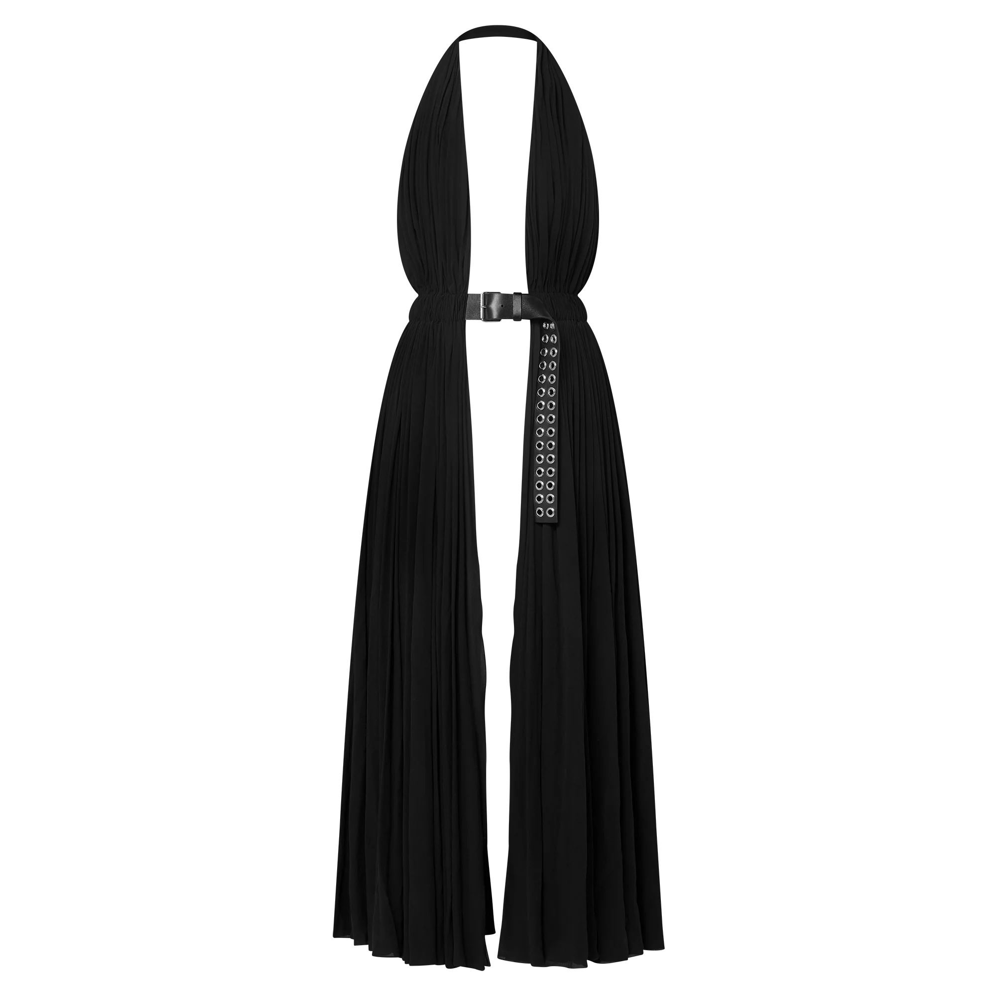 Belted Open Halter Dress - 1