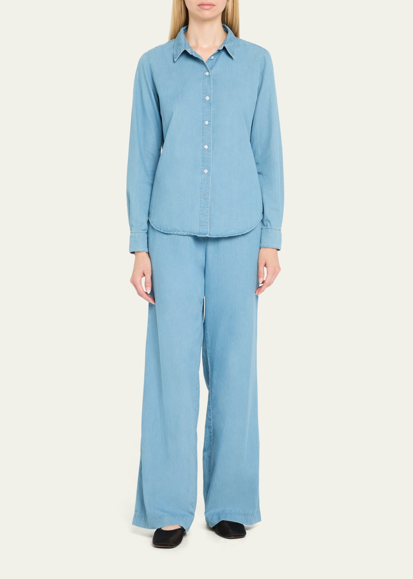 Chambray Fitted Button-Front Shirt - 2
