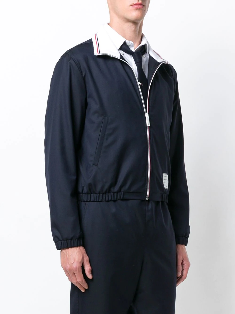 elastic-hem zip-up jacket - 3