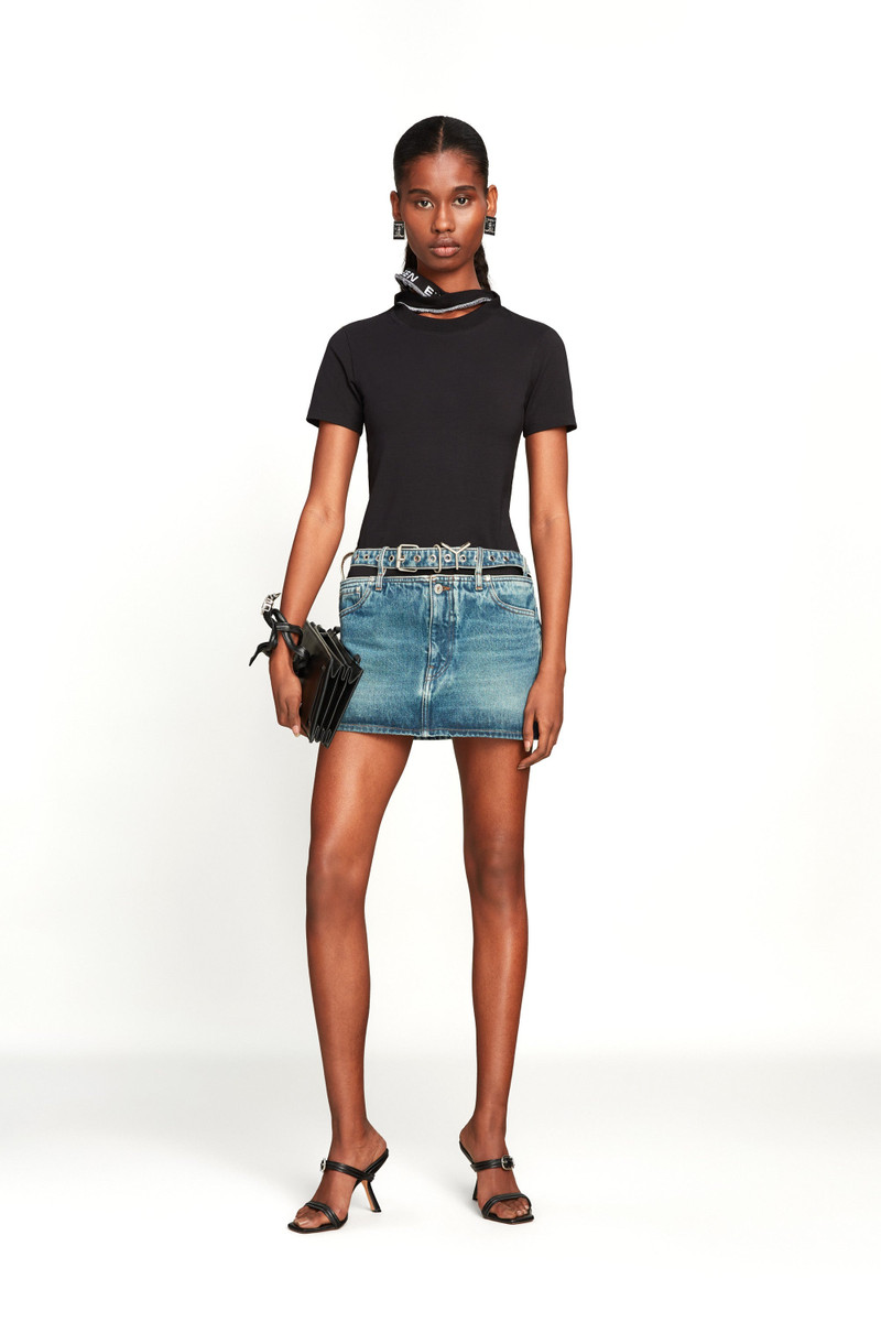 Evergreen Y Belt Denim Mini Skirt 1