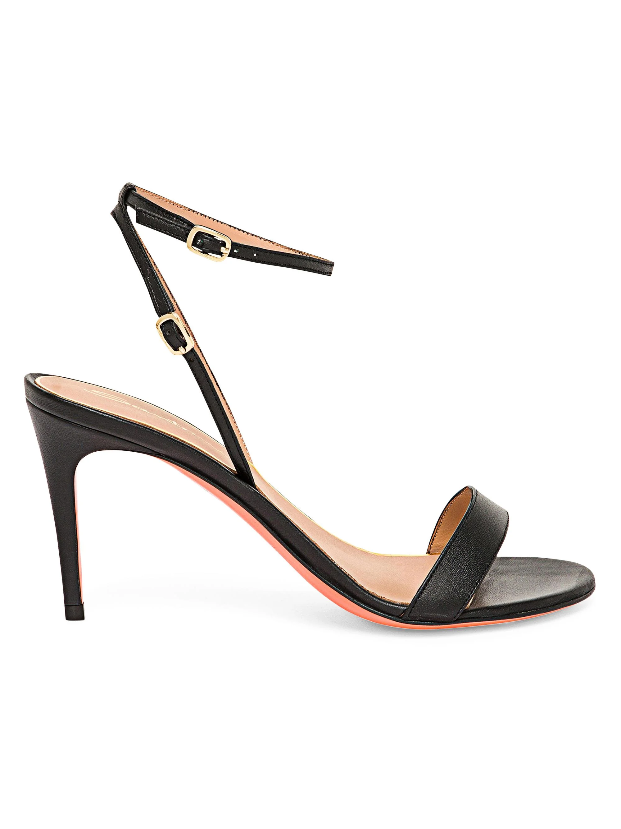 Women's Strappy Leather Stiletto Sandals - Black - 1