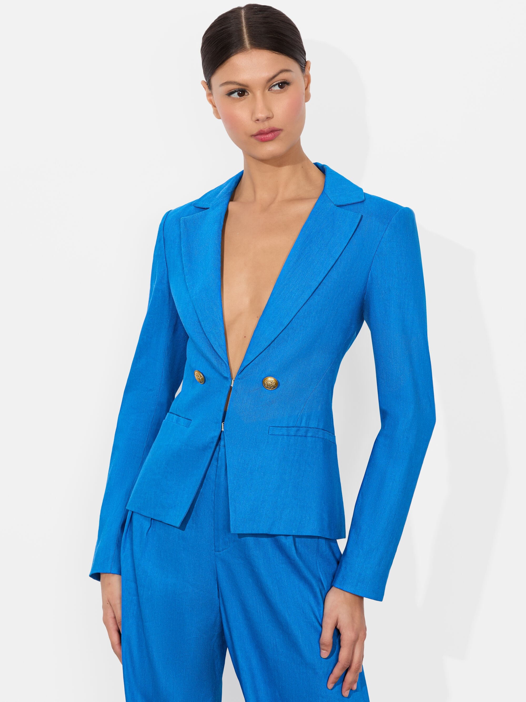 MYA LINEN FITTED BLAZER - 2