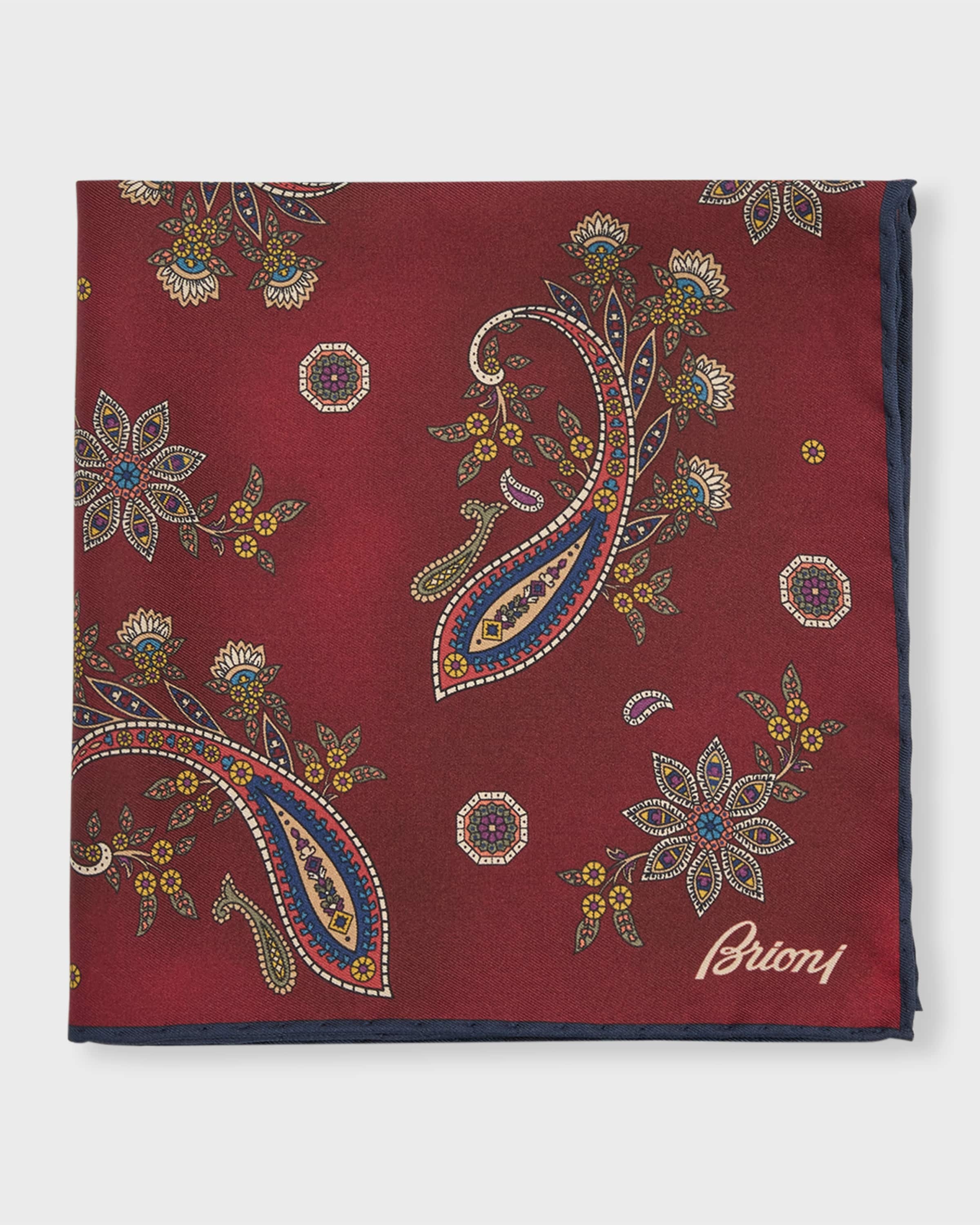 Men's Paisley-Print Silk Pocket Square - 1