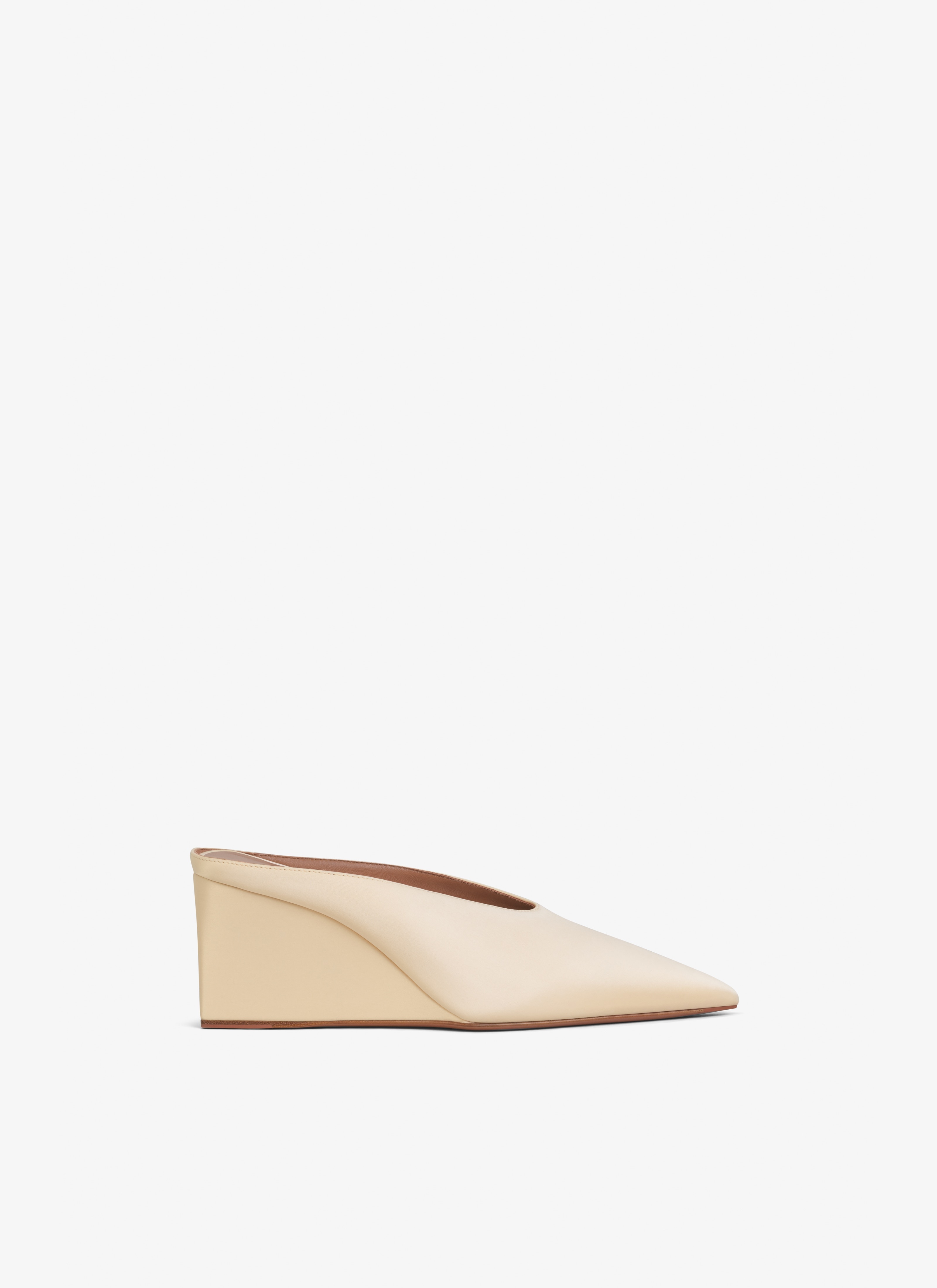 CUBE WEDGE MULES IN SATIN - 1