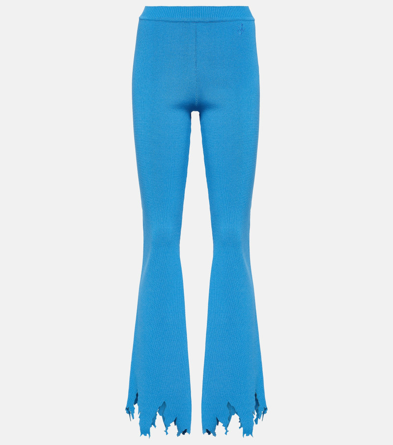 Ribbed-knit distressed slim pants - 1