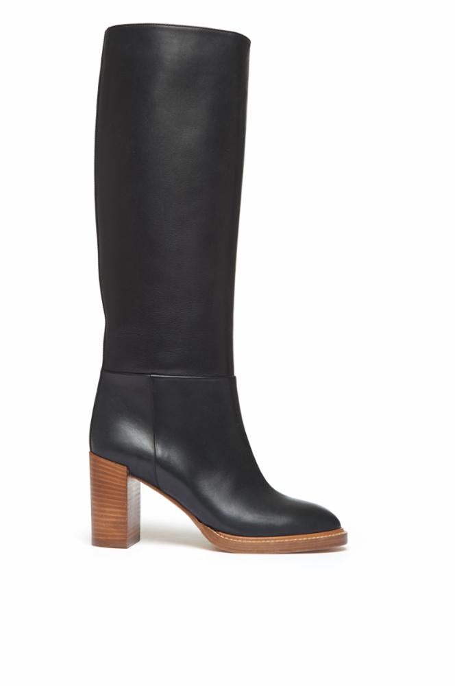 Bocca Knee High Boot in Black Leather - 1