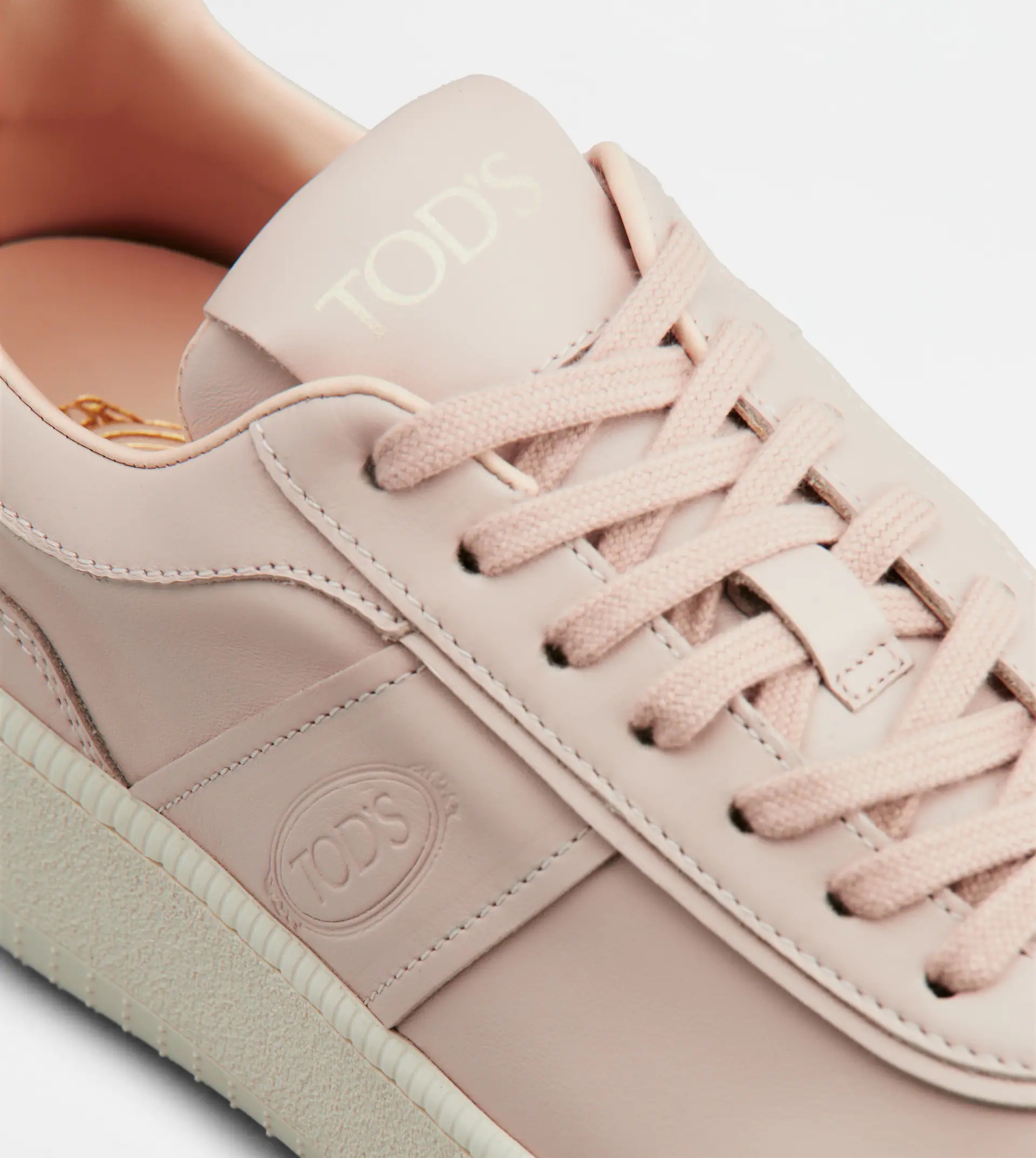 PLATFORM SNEAKERS IN LEATHER - PINK - 5